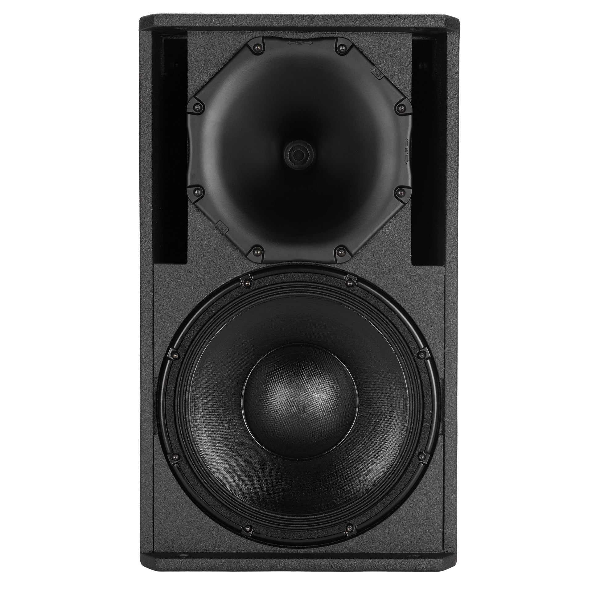 RCF COMPACT C 32 TWO-WAY PROFESSIONAL SPEAKER  front facing view highlighting compression driver and grille