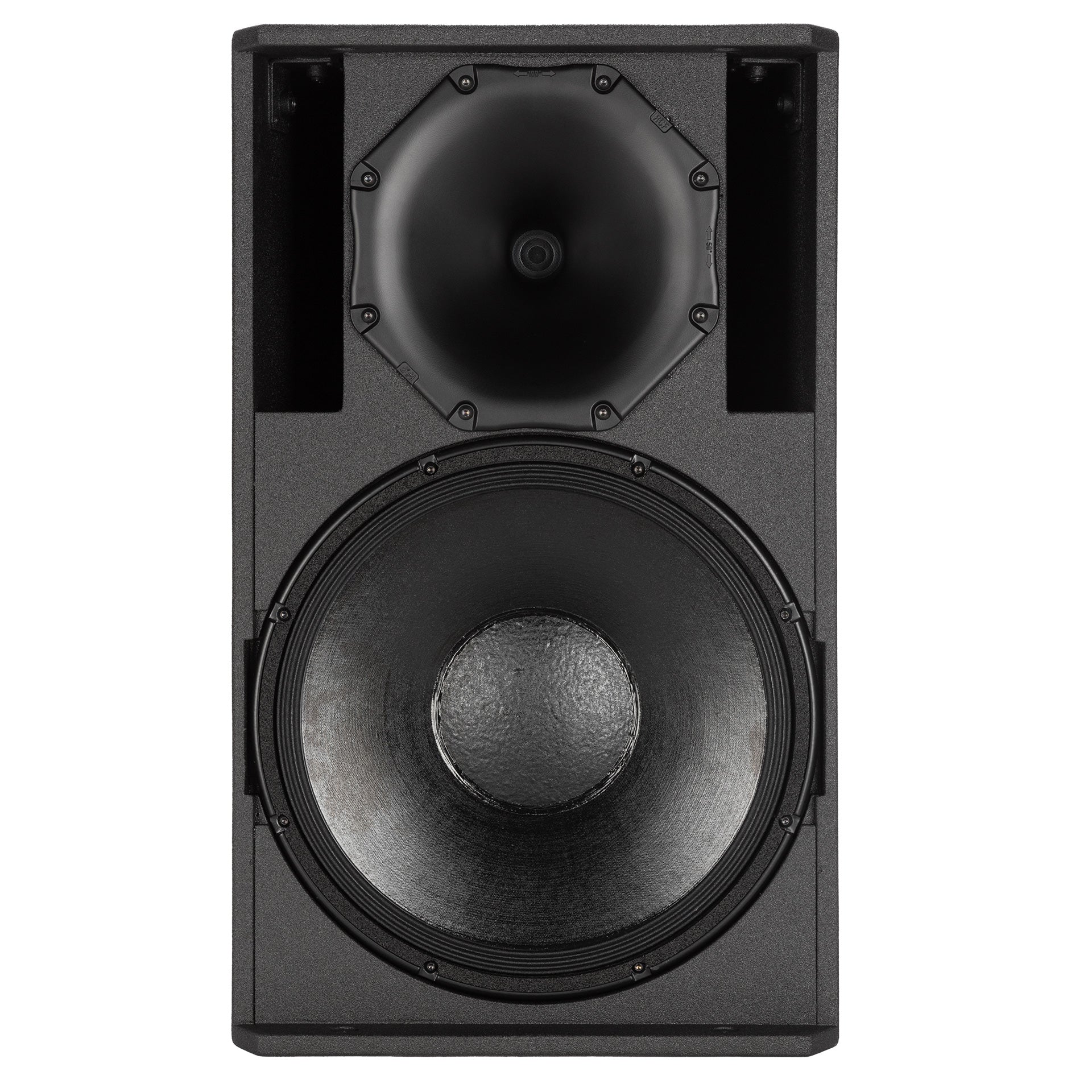 Front view of RCF COMPACT C 45 TWO-WAY PROFESSIONAL SPEAKER  passive speaker with black cabinet finish