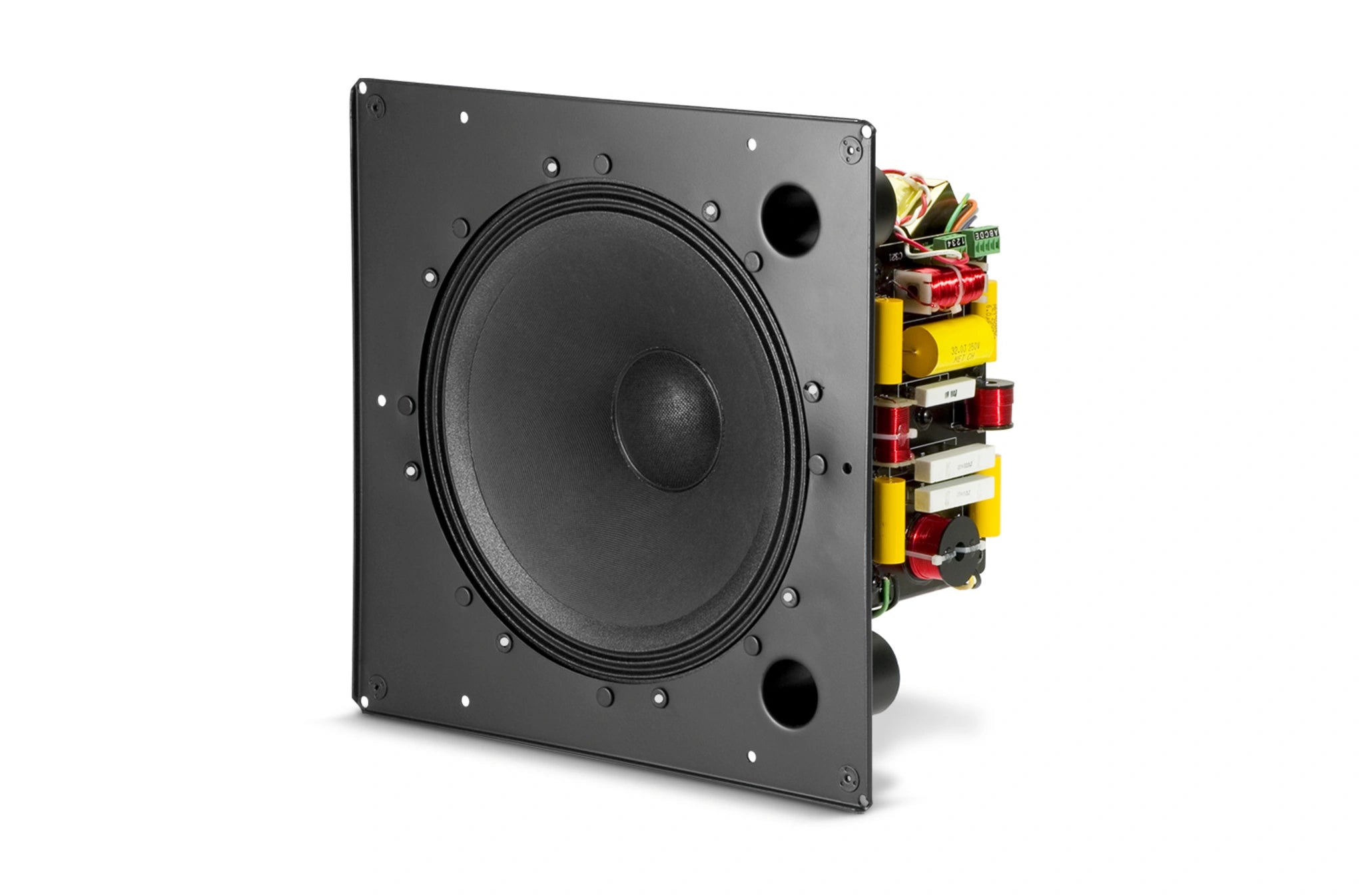 Front-facing JBL Control 321CT 12 in. Coaxial Ceiling Loudspeaker showing LF cone and HF compression driver