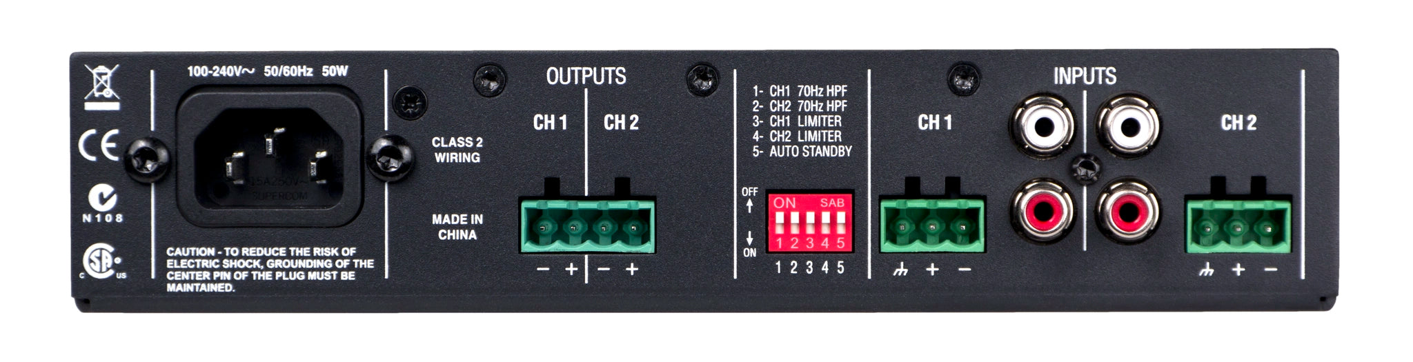 JBL NCSA2120R-U-EU Audio Amplifier Back side profile view