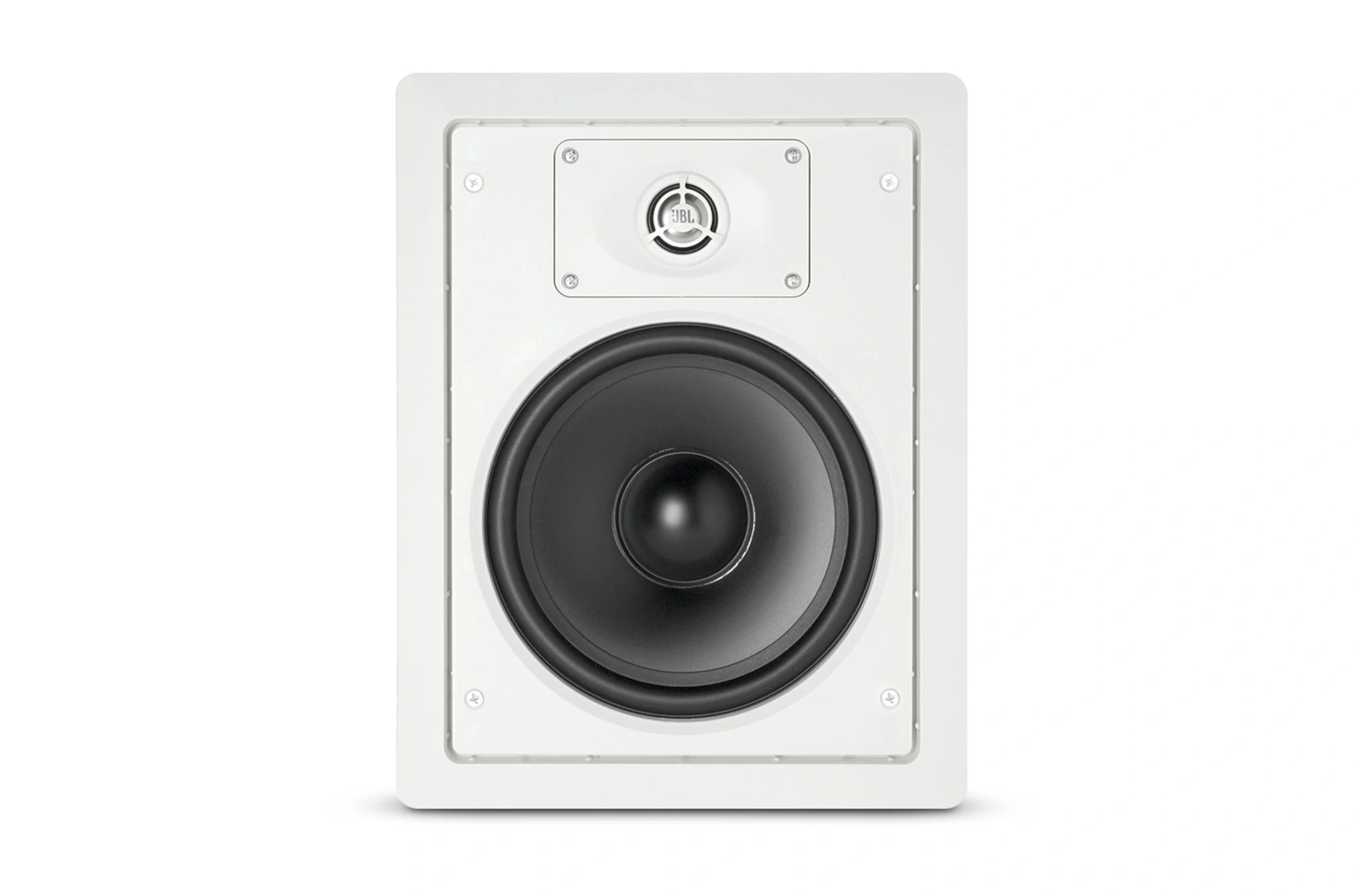 Rear-facing JBL Control 128WT Premium In-Wall Loudspeaker without wall installed