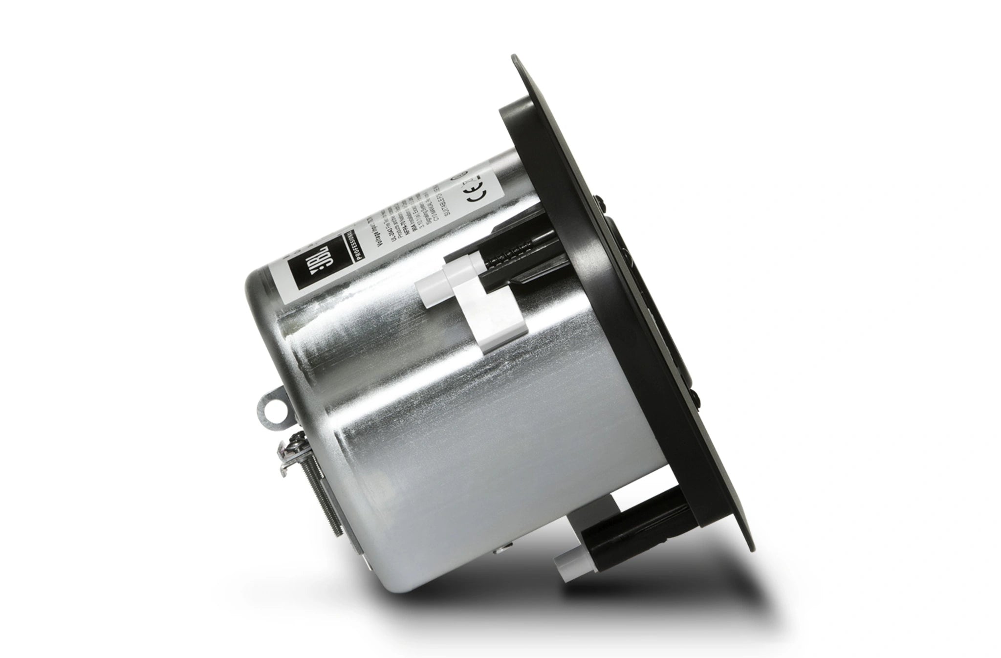 Side view of JBL Control 12C/T Compact Ceiling Loudspeaker dog-ear mounting clearance