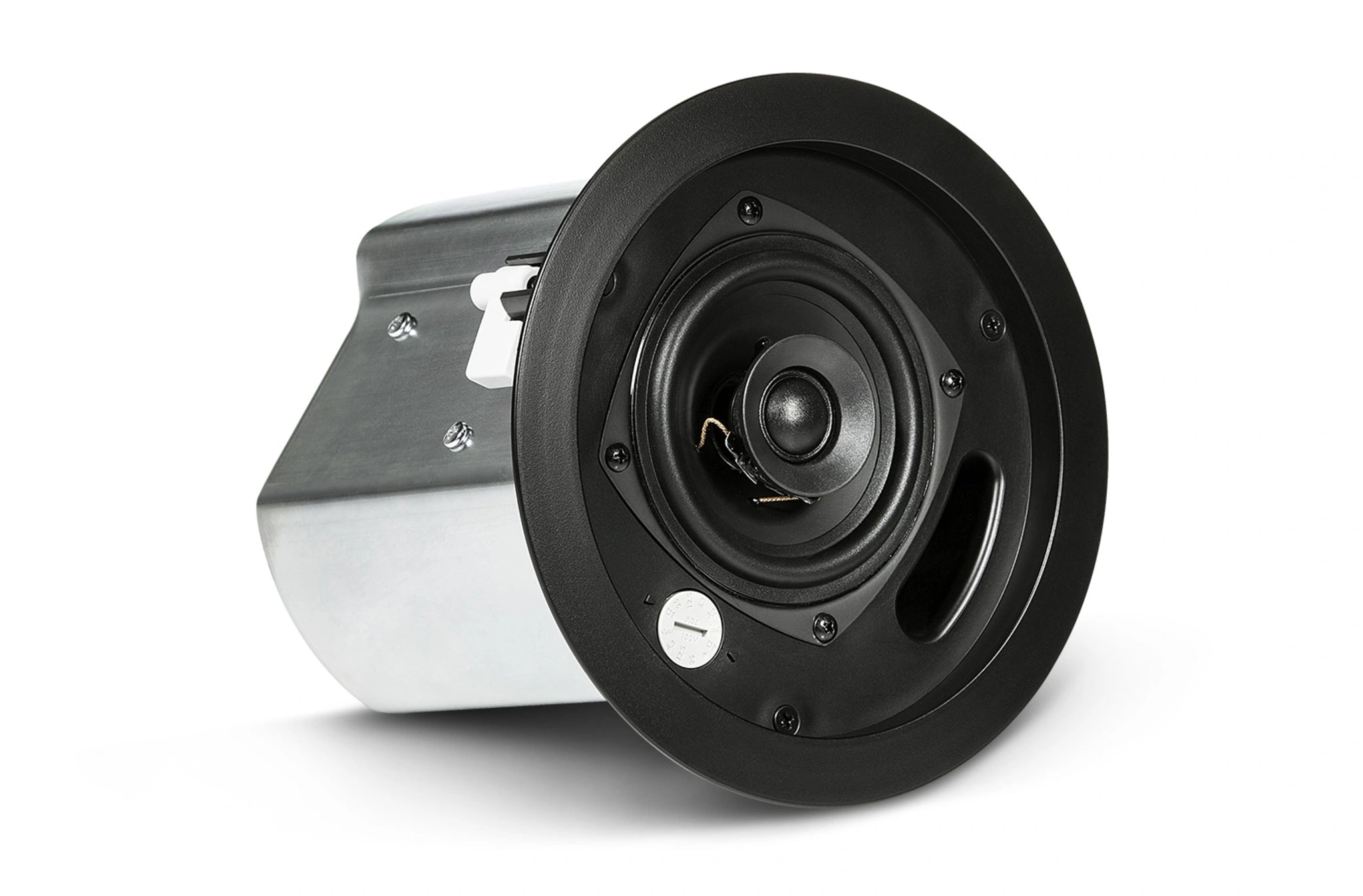 JBL Control 14C/T Two-Way 4" Coaxial Ceiling Loudspeaker rear view showing steel backcan-Black