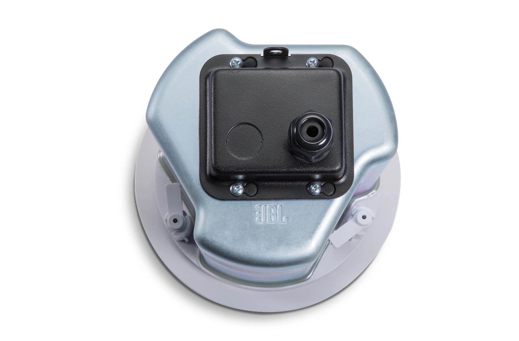 Rear-facing JBL Control 14C-VA Two-Way 4" Co-axial Ceiling Loudspeaker wiring compartment