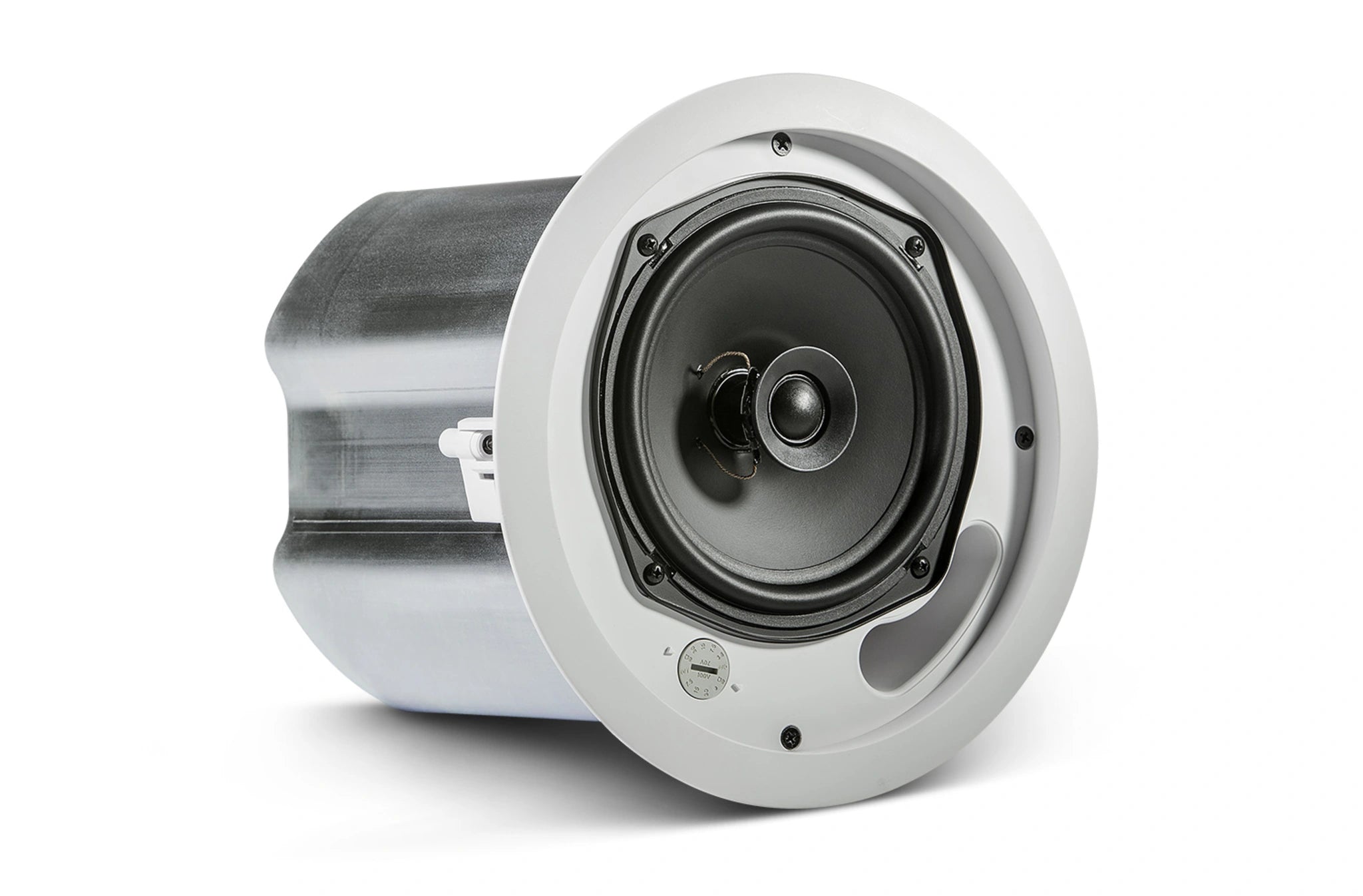 JBL Control 16C-VA Two-Way 6.5" Co-axial Ceiling Loudspeaker back panel showing gland nut and ceramic terminal block