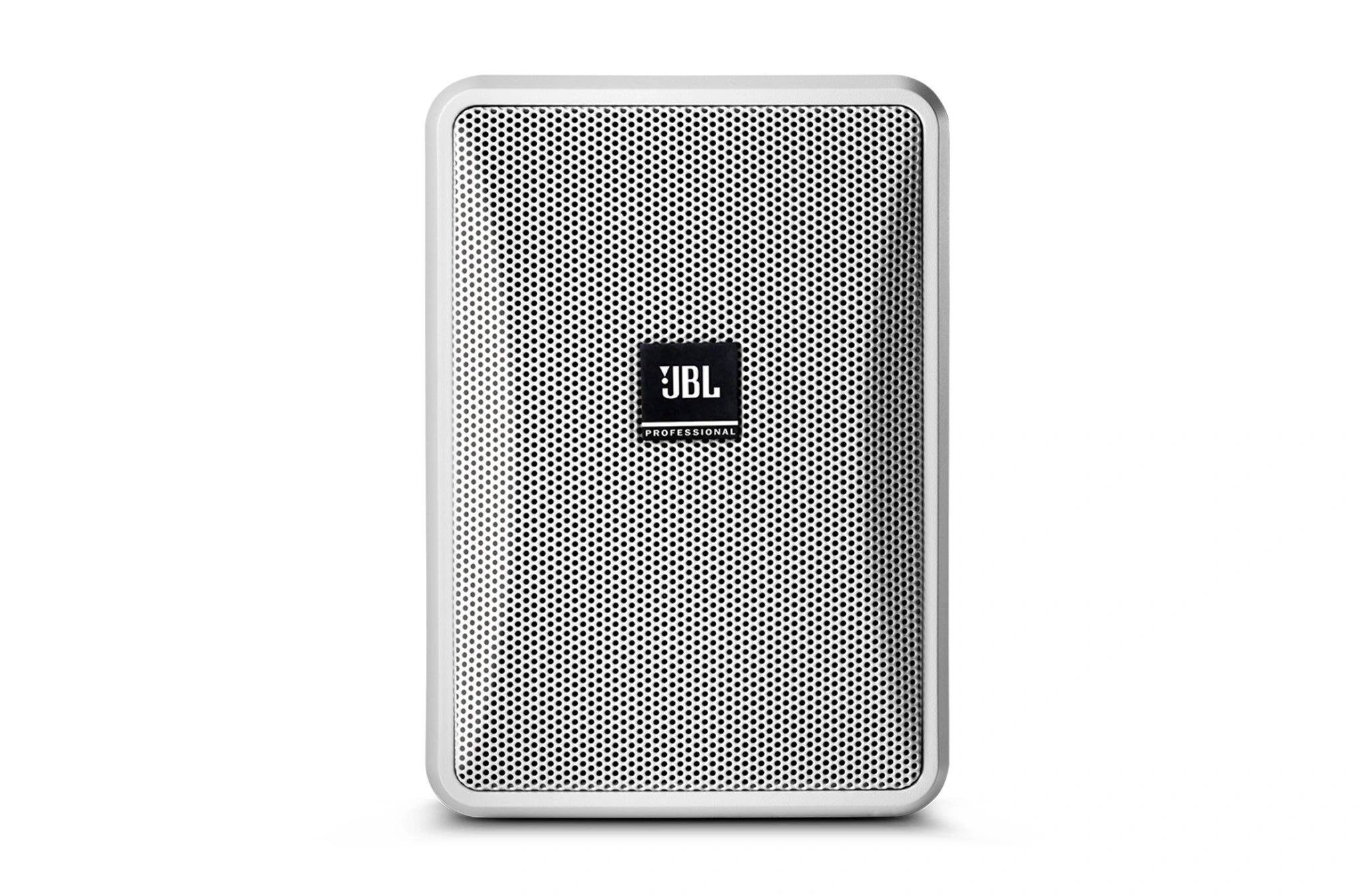 Front-facing JBL Control 23-1 Ultra-Compact Indoor/Outdoor Speaker showing compact enclosure