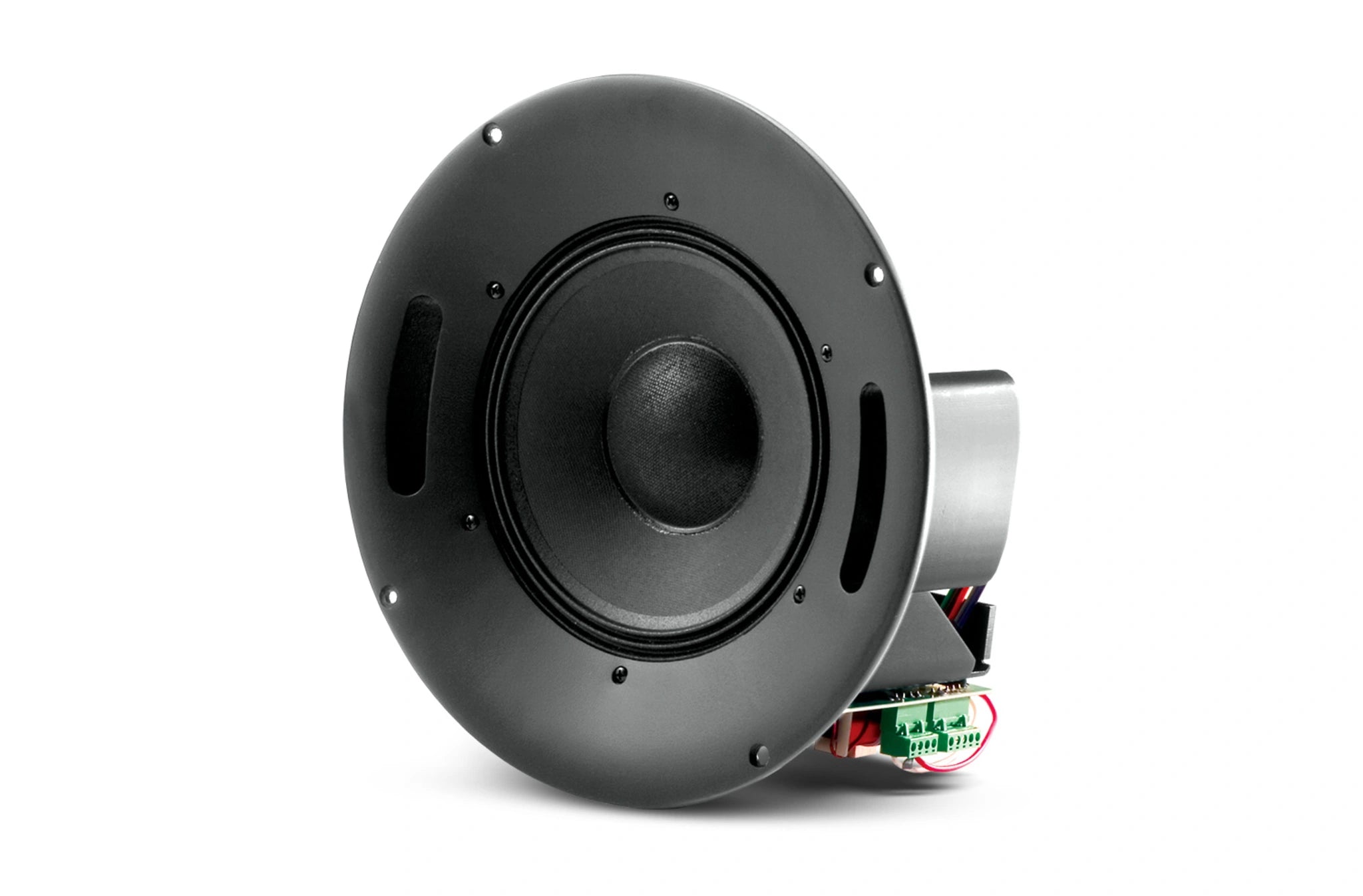 Front-facing JBL Control 328C 8" Coaxial Ceiling Loudspeaker showing LF cone and HF compression driver