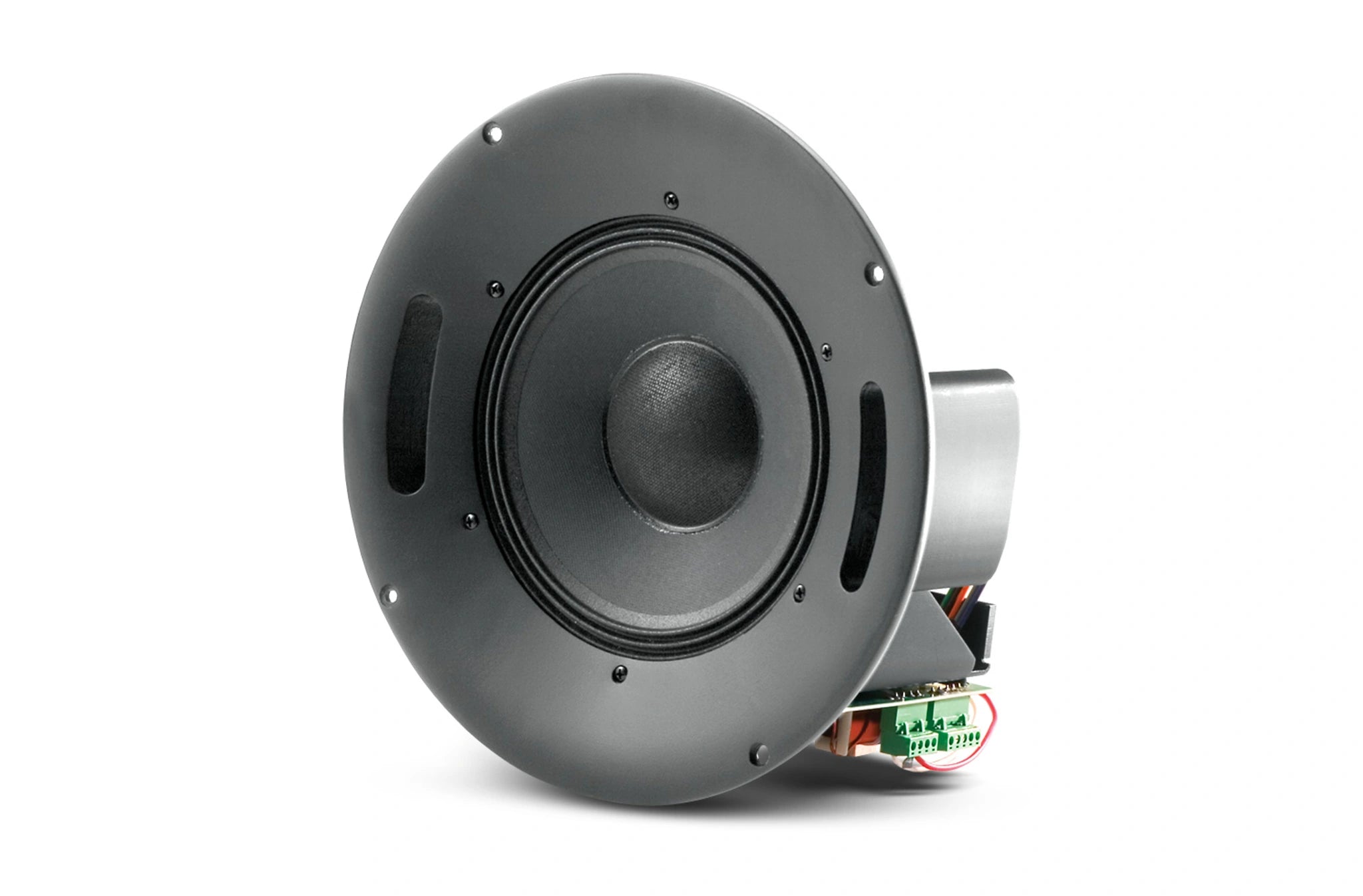 JBL Control 328CT 8" Coaxial Ceiling Loudspeaker front view with metal baffle and grille