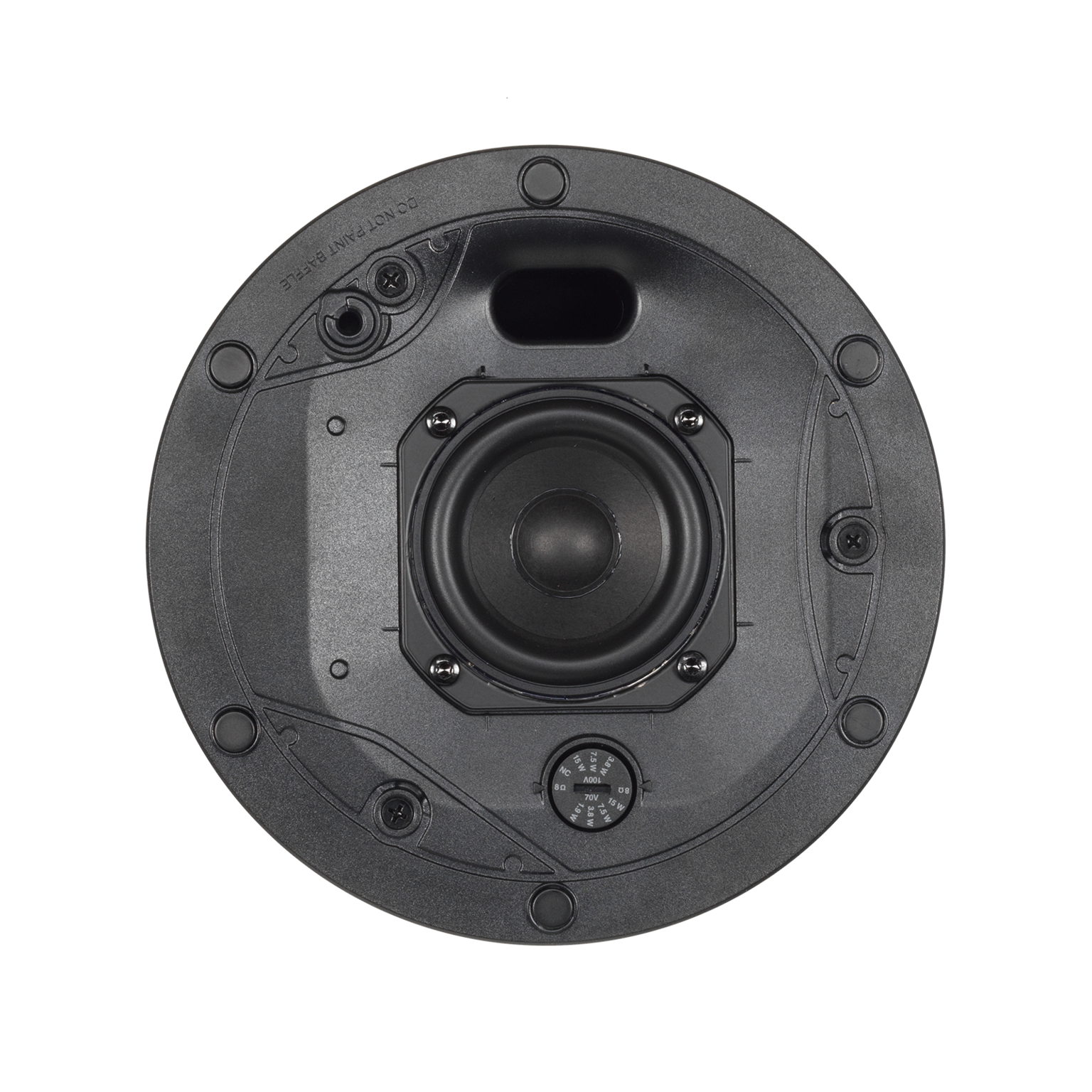 Close-up of JBL Control 412C/T 3" Full-Range Ceiling Loudspeaker transformer tap selection