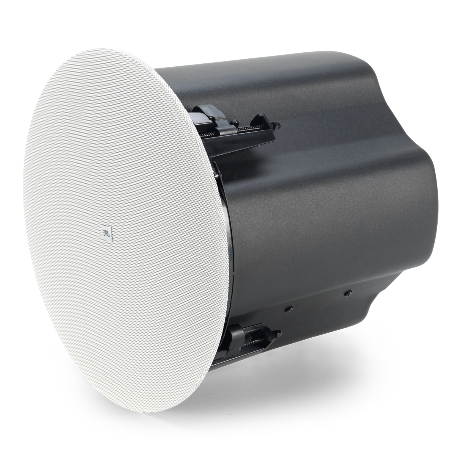 JBL Control 418C/T 8" Two-Way Coaxial Ceiling Loudspeaker side angle showing mounting depth