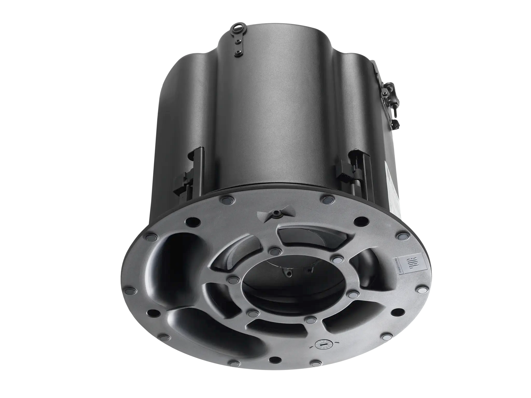 Rear-facing JBL Control 419CS/T 8" Ceiling Subwoofer wiring compartment