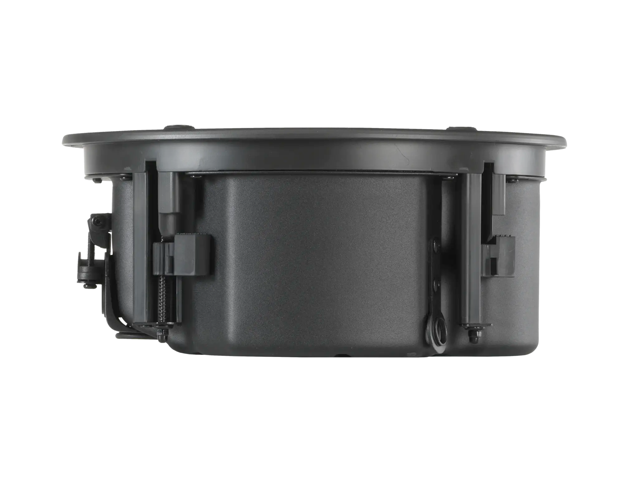 Side view of JBL Control 424LP 4" CRBI-Equipped Two-Way Coaxial Ceiling Loudspeaker bracket clearance