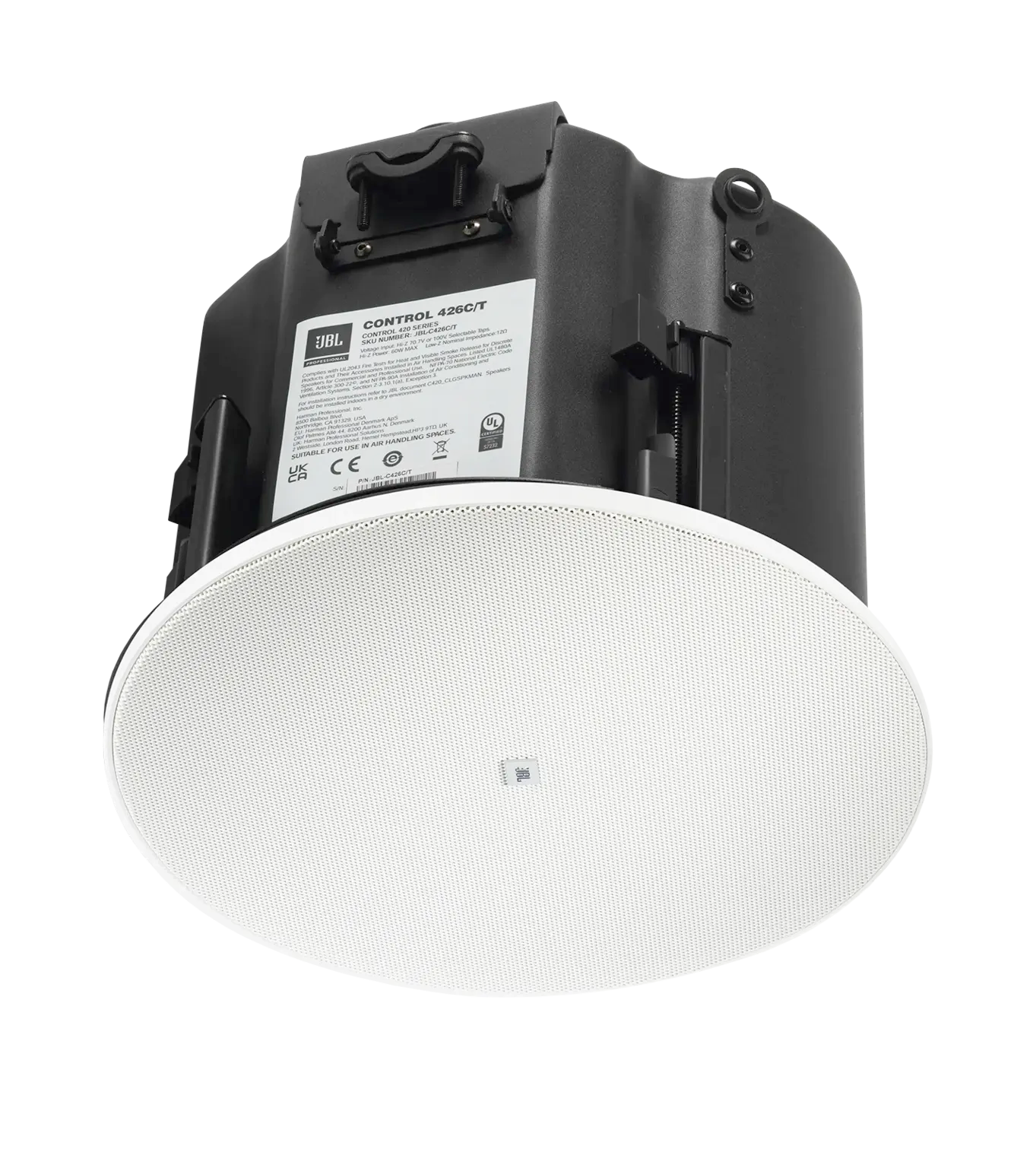 JBL Control 426C/T 6.5" CRBI-Equipped Two-Way Coaxial Ceiling Loudspeaker front view with round grille