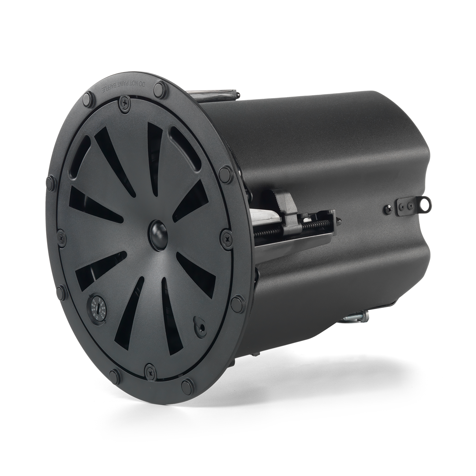Side view of JBL Control 445C/T 5.25" RBI-Equipped Two-Way Coaxial Ceiling Loudspeaker bracket clearance
