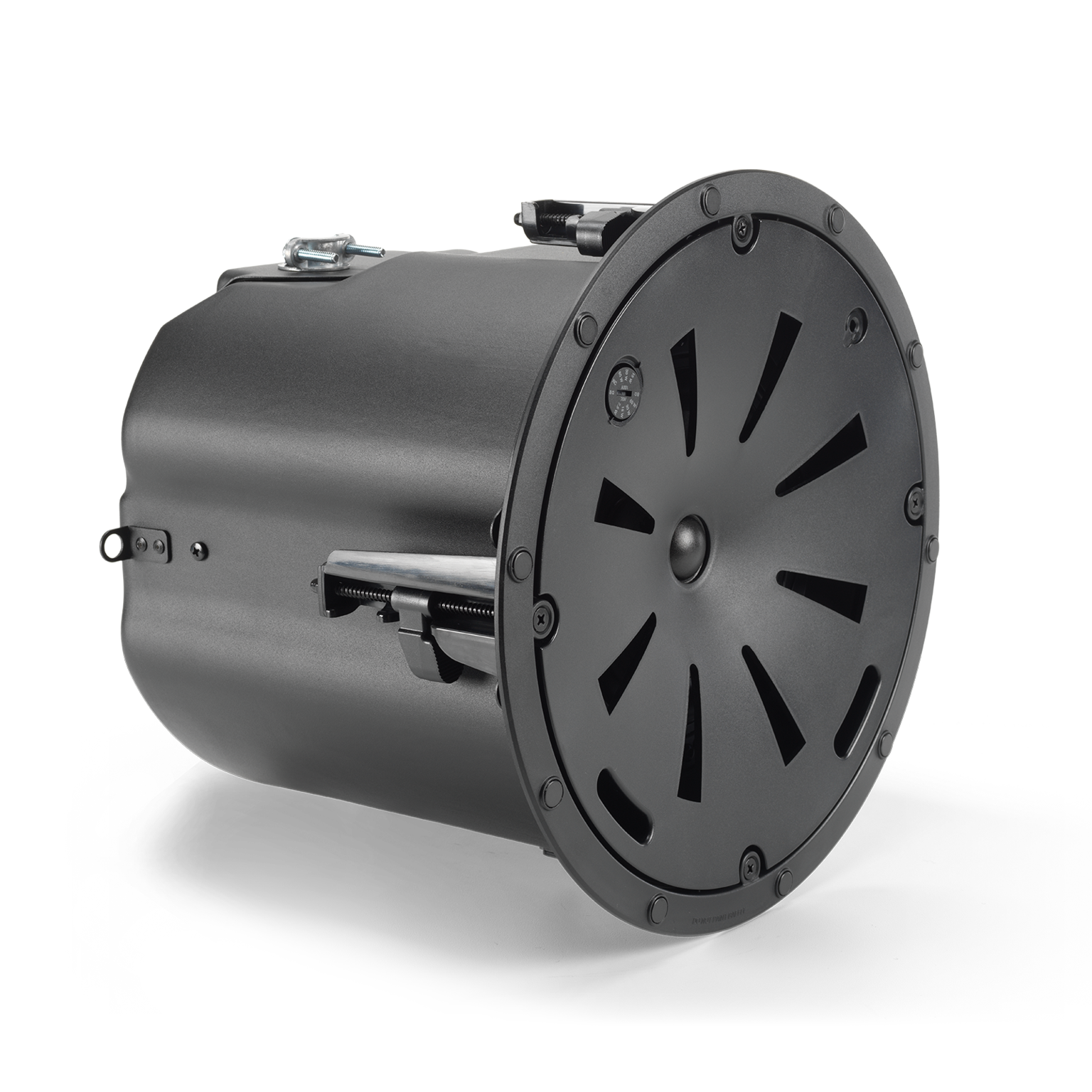 Side view of JBL Control 447C/T 6.5" RBI-Equipped Two-Way Coaxial Ceiling Loudspeaker bracket clearance