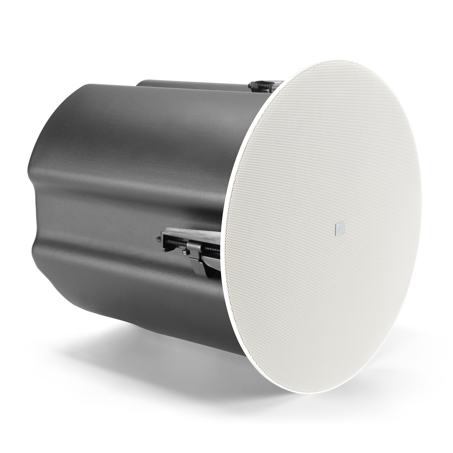 JBL Control 447HC 6.5" RBI-Equipped Two-Way Coaxial Ceiling Loudspeaker Right side profile view showing extended enclosure depth