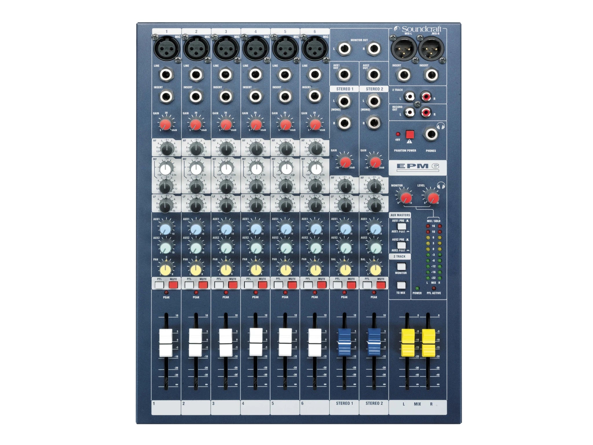 Soundcraft mixer on a white background
