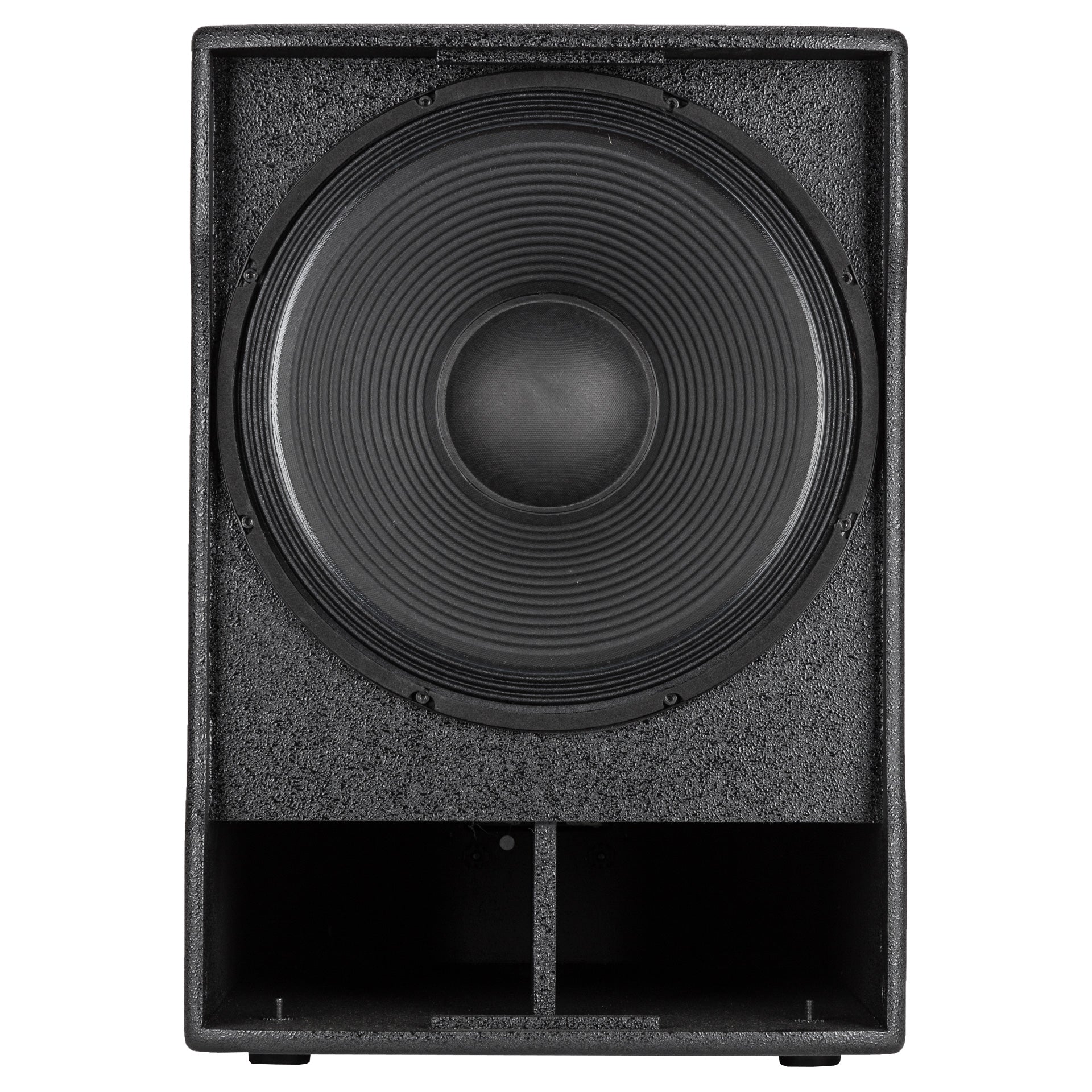 Front view of RCF EVOX 12 portable PA system with black cabinet finish