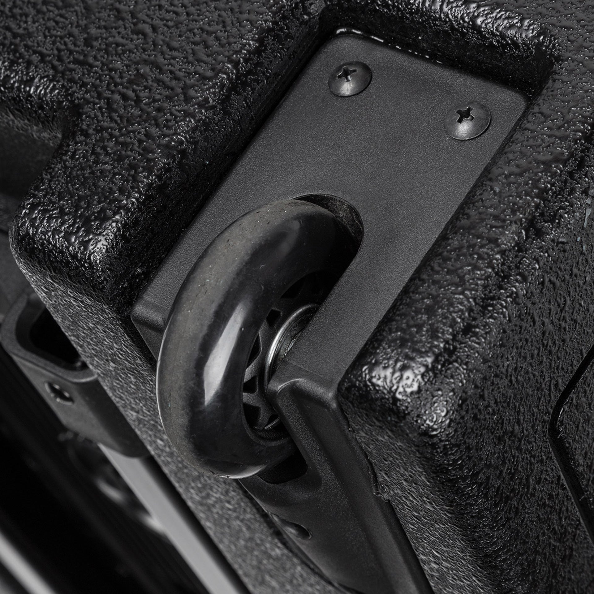 RCF EVOX 12 bottom view showing woofer base module and pole mount