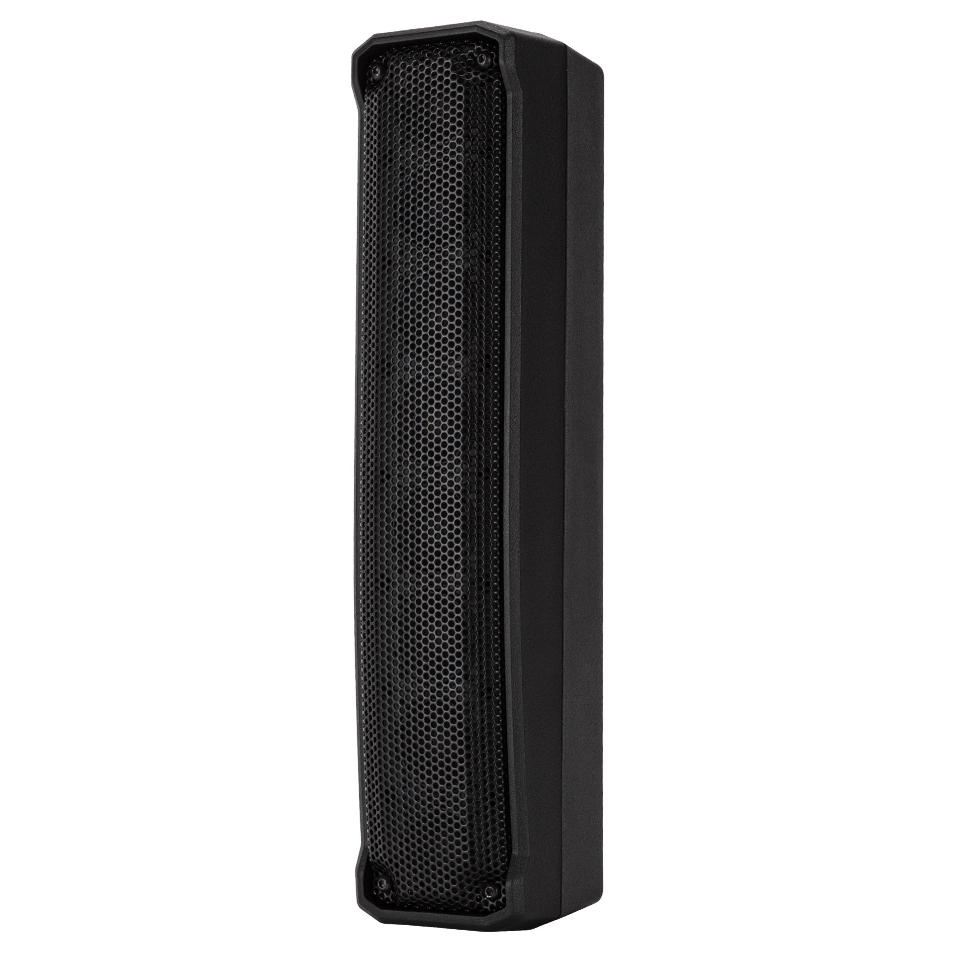 RCF EVOX J8 left side view showing cabinet depth and pole socket