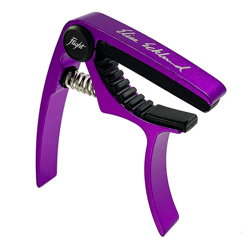 Flight FC-EE Elise Ecklund Signature Ukulele Capo, Purple Color front view showing full clamp design