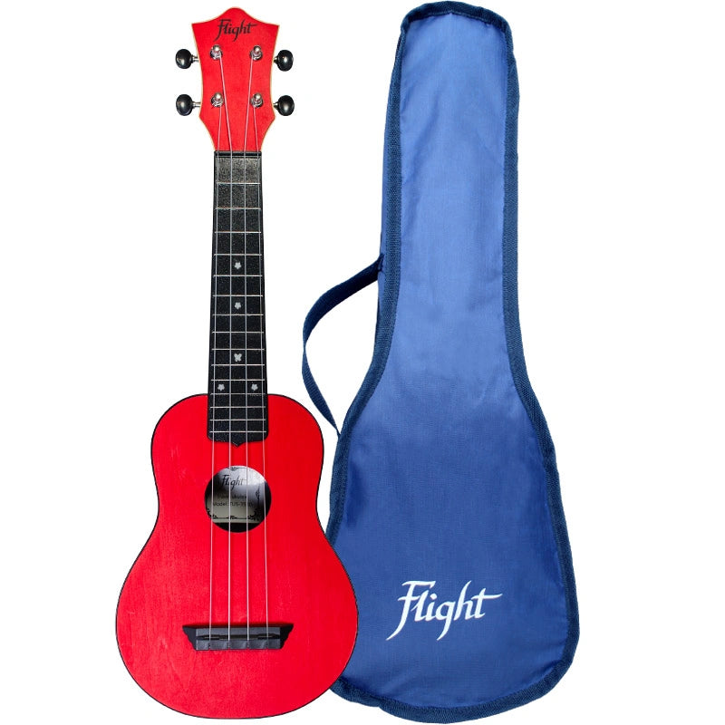 Flight TUS35 soprano ukulele in red, lightweight travel design with compact body