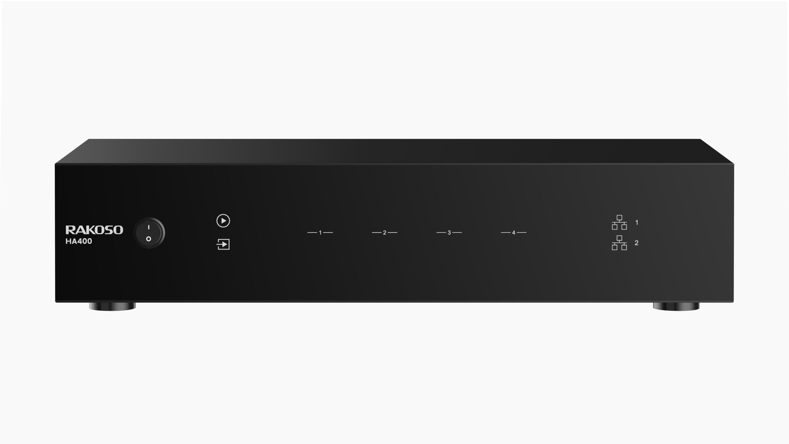 Arylic HA400 4-zone amplifier with AirPlay 2 and network streaming, full front view