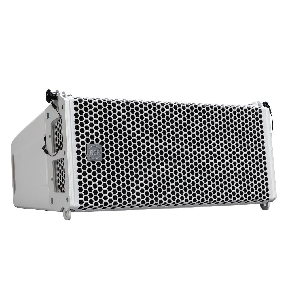 RCF HDL 26-A Active Two-Way Line Array Module right side angle showing rigging rails