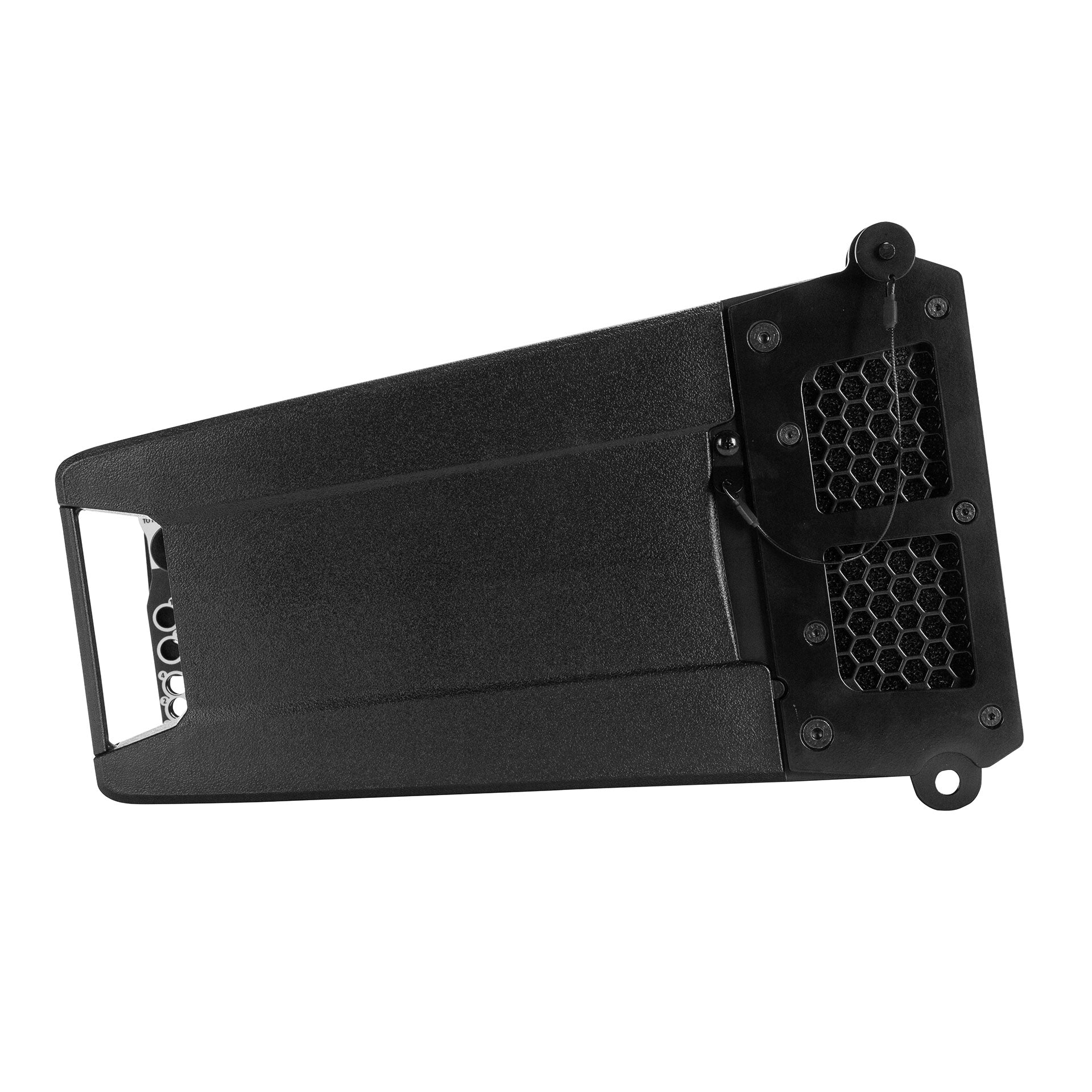 Right-side profile of RCF HDL 26-A Active Two-Way Line Array Module showing compact cabinet depth