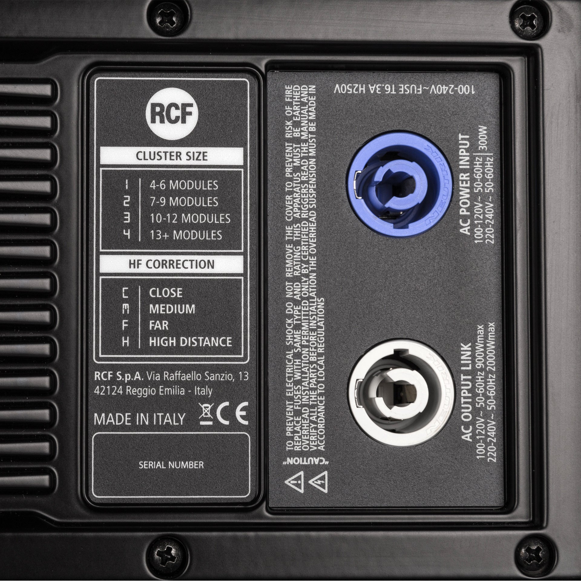 RCF HDL 30-A Line Array Module - Rear Panel with RDNet and Powercon Connectors