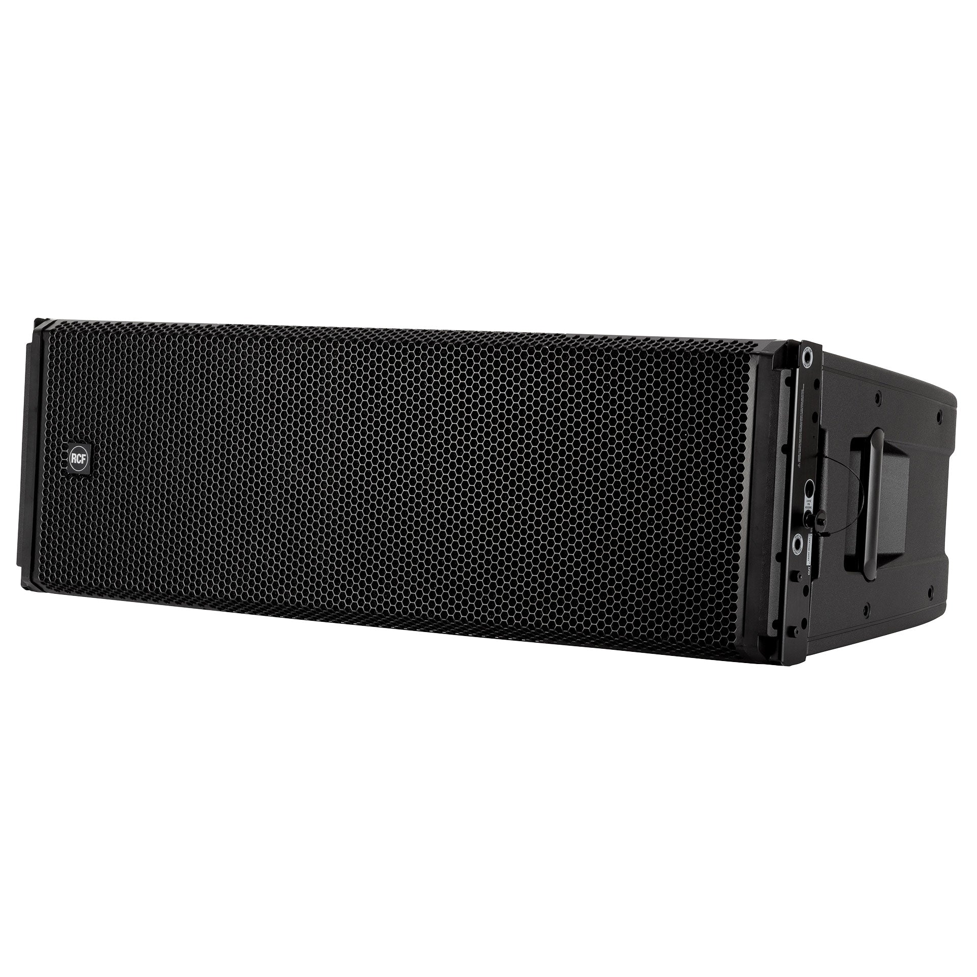 RCF HDL 50-A 4K Active Three-Way Line Array Module left side view showing integrated flying mechanics