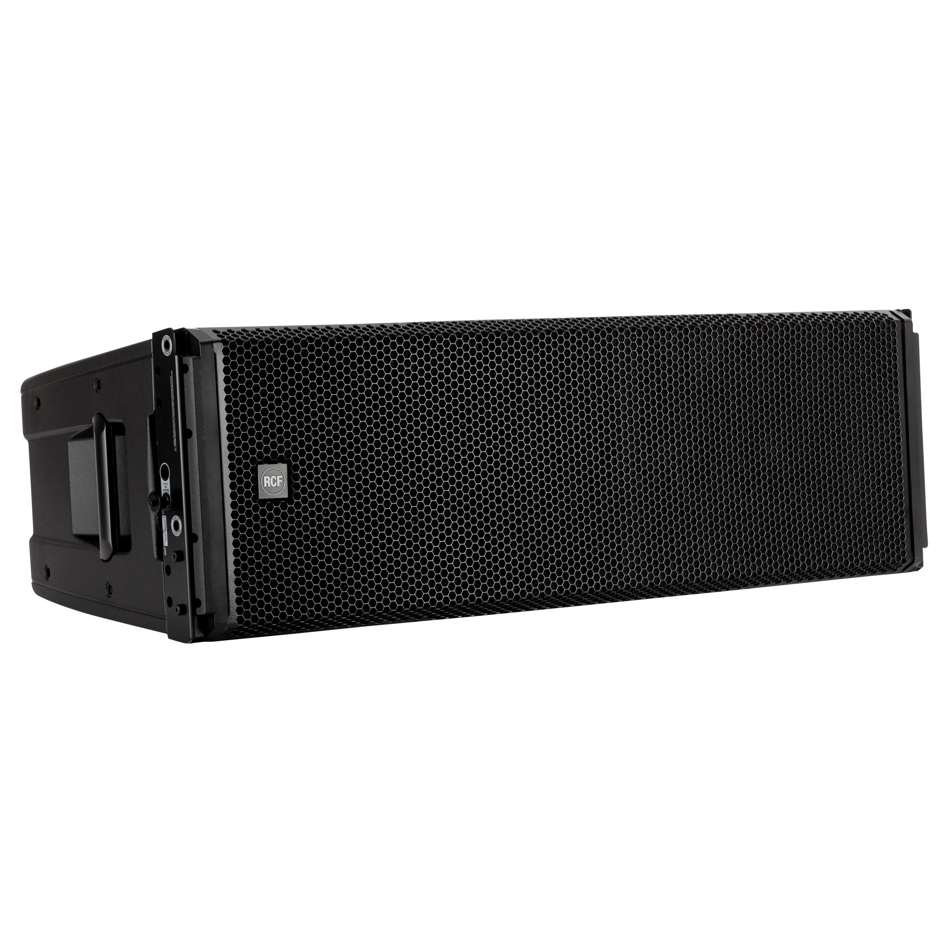 RCF HDL 50-A 4K Active Three-Way Line Array Module right side view showing integrated flying mechanics