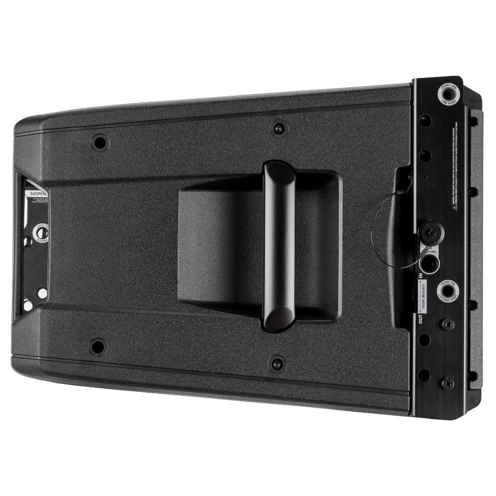 Right-side profile of RCF HDL 50-A 4K Active Three-Way Line Array Module showing cabinet depth