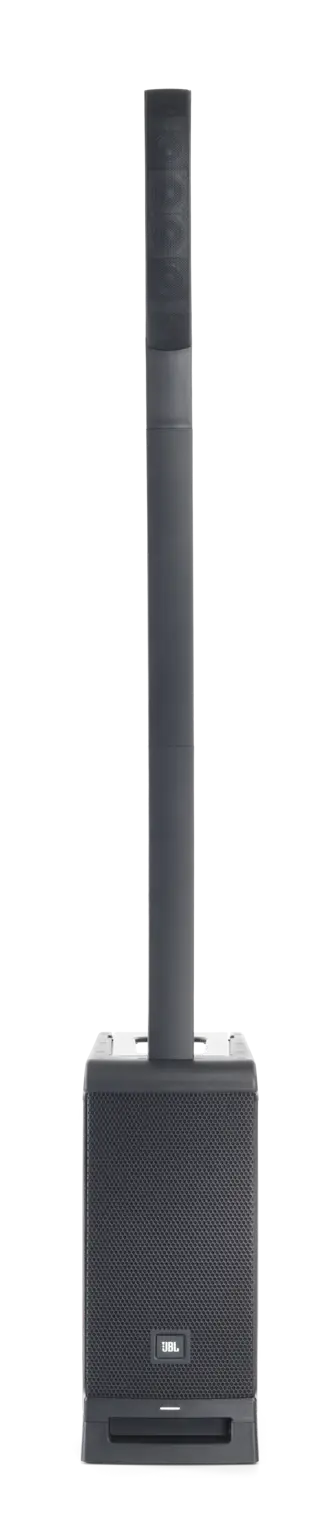 JBL IRX ONE All-in-One Column PA front view showing column driver array and base subwoofer