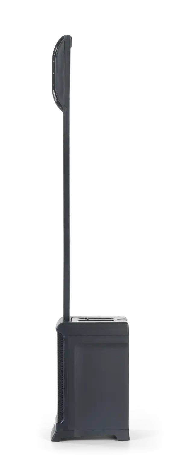 JBL IRX ONE All-in-One Column PA left side view showing base and column profile