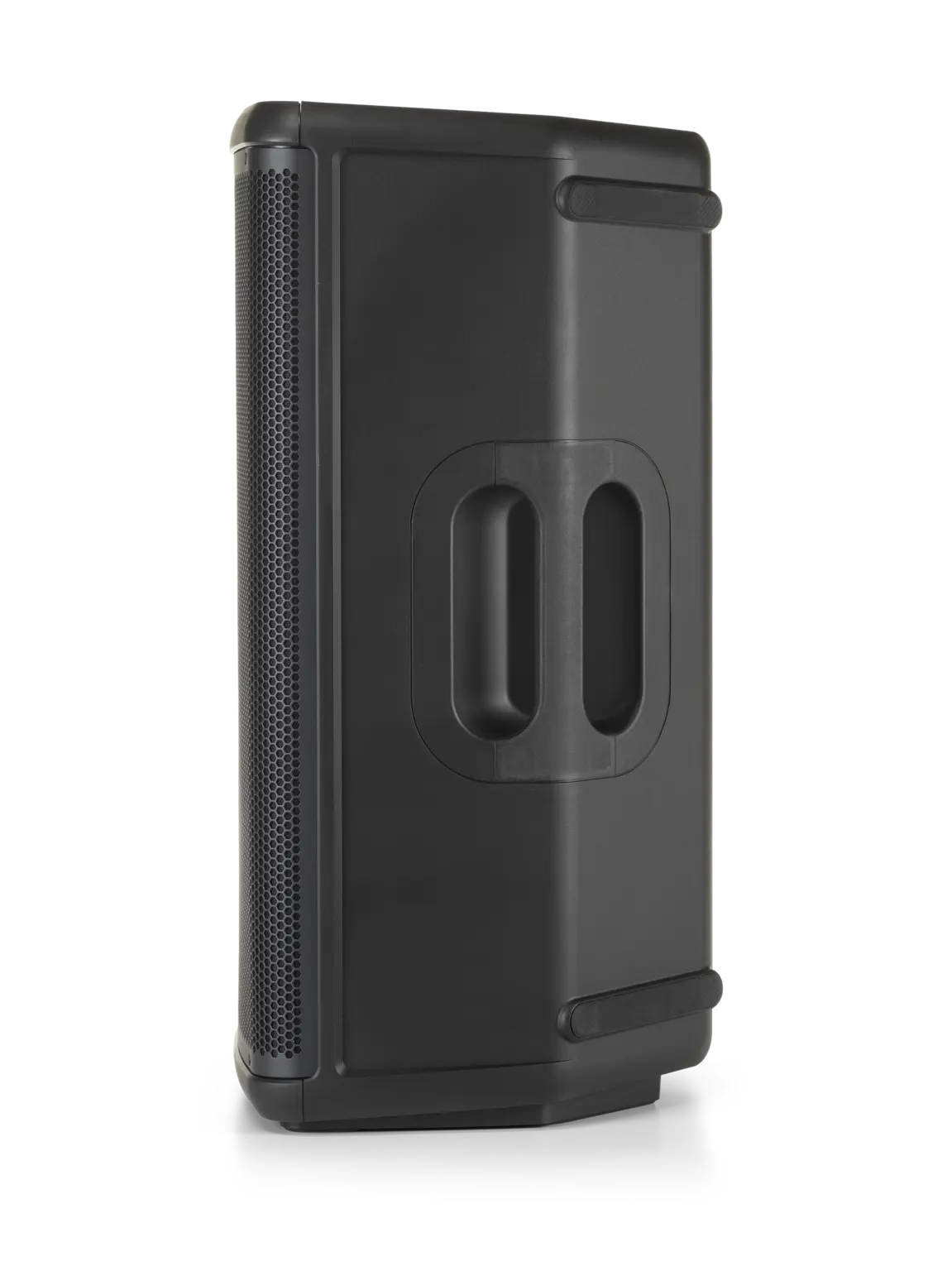 Left-side profile of JBL EON715 15-inch Powered PA Speaker with Bluetooth showing pole socket underside