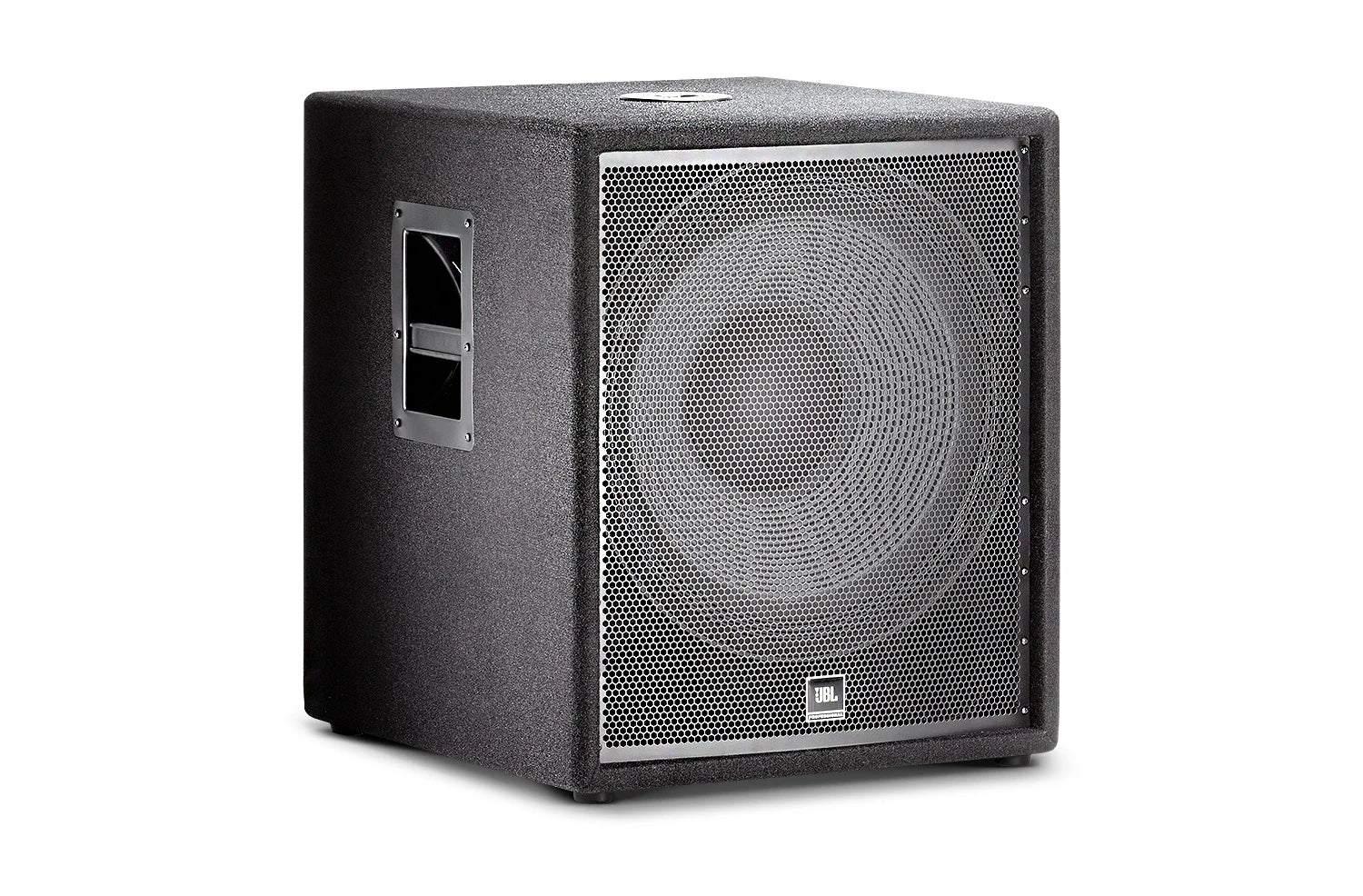 Front-facing JBL JRX218S 18" Compact Subwoofer showing ported enclosure