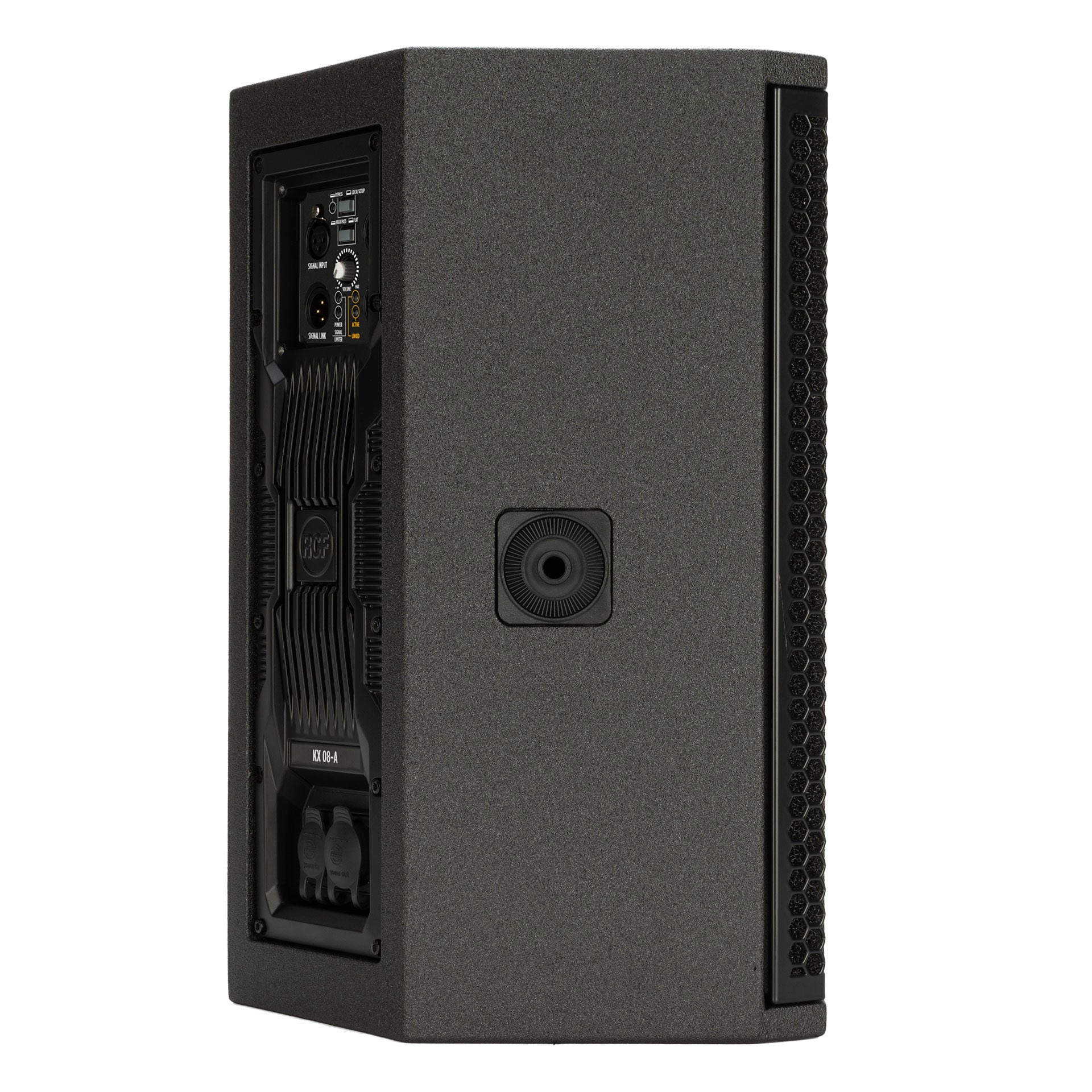 RCF KX 08-A High-Performance 2-Way Point-Source Active Speaker right side view showing cabinet profile