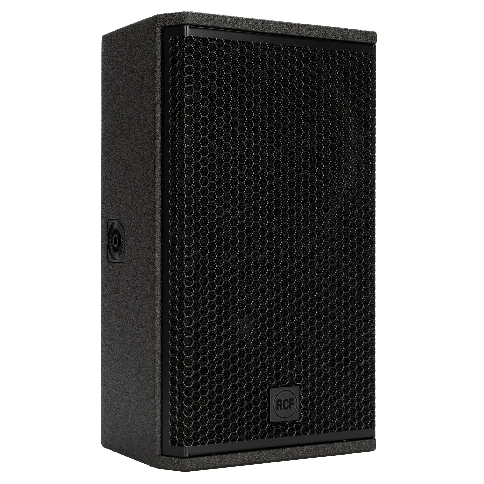 Right-side profile of RCF KX 10-A High-Performance 2-Way Point-Source Active Speaker showing cabinet depth