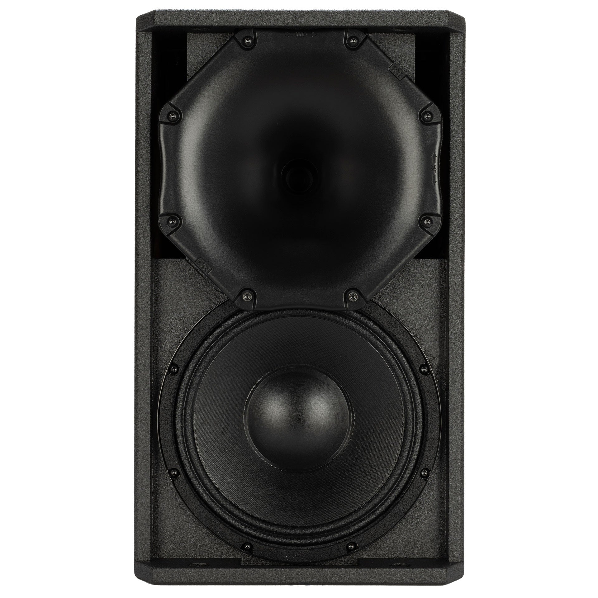 Front-facing RCF KX 10-A High-Performance 2-Way Point-Source Active Speaker showing compact cabinet
