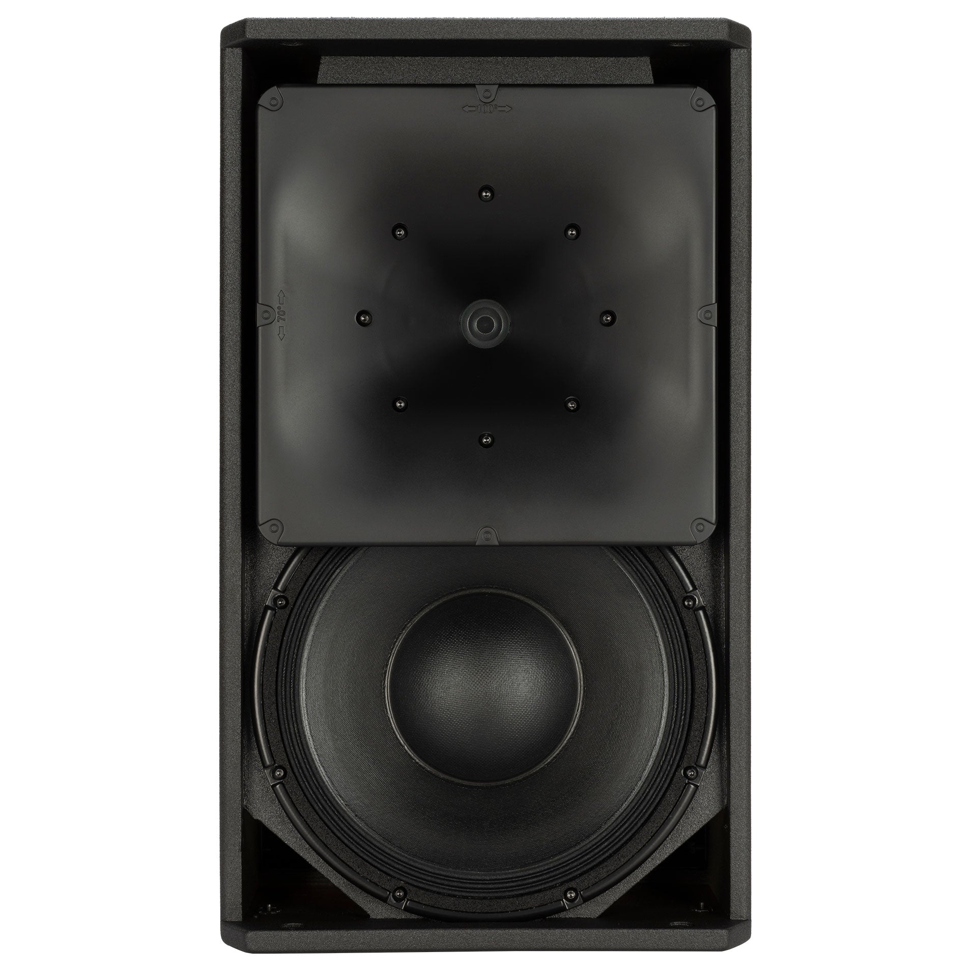 RCF KX 32-A High-Performance 2-Way Point-Source Active Speaker full front grille and driver detail