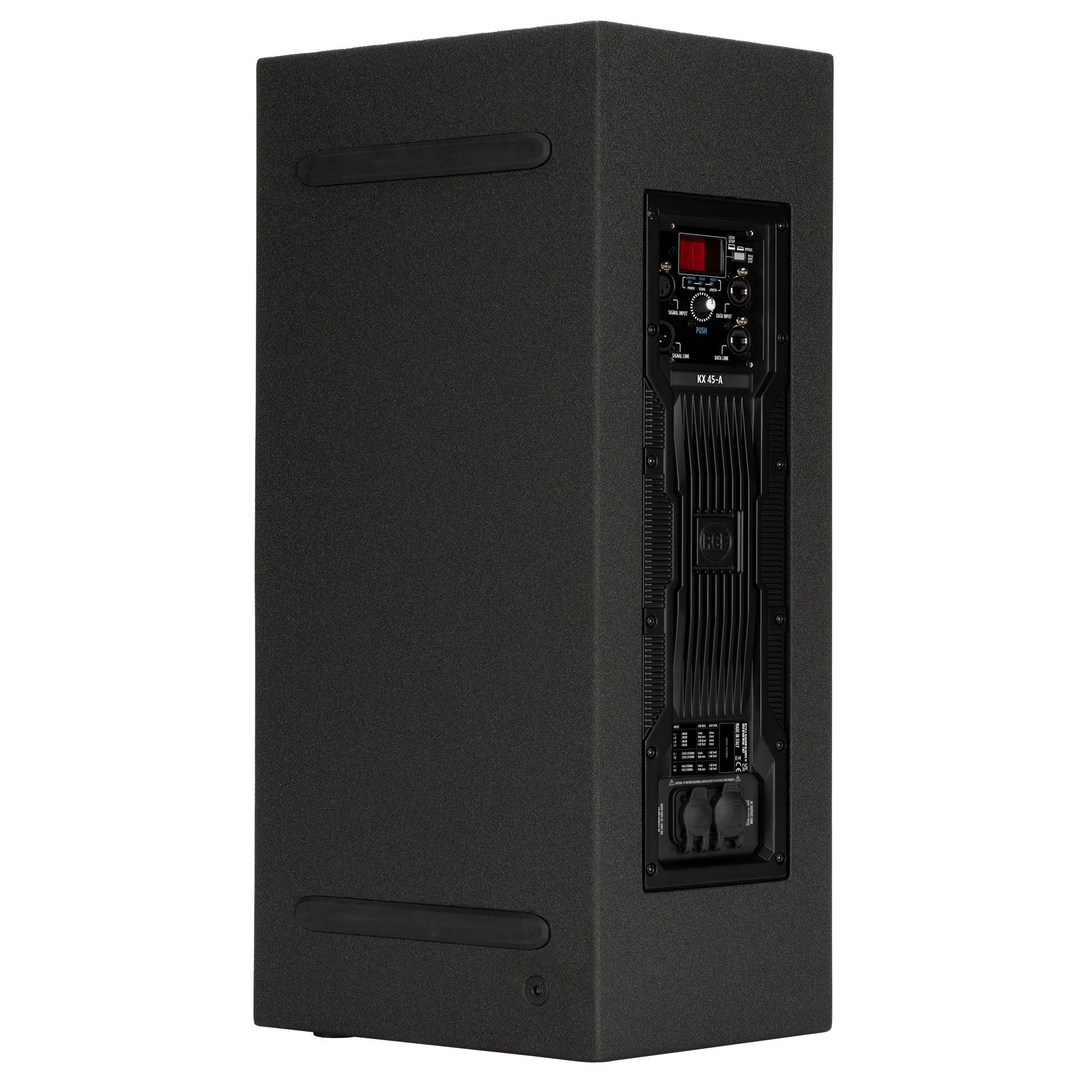 RCF KX 45-A Two-Way Point-Source Active Speaker back view showing amplifier panel
