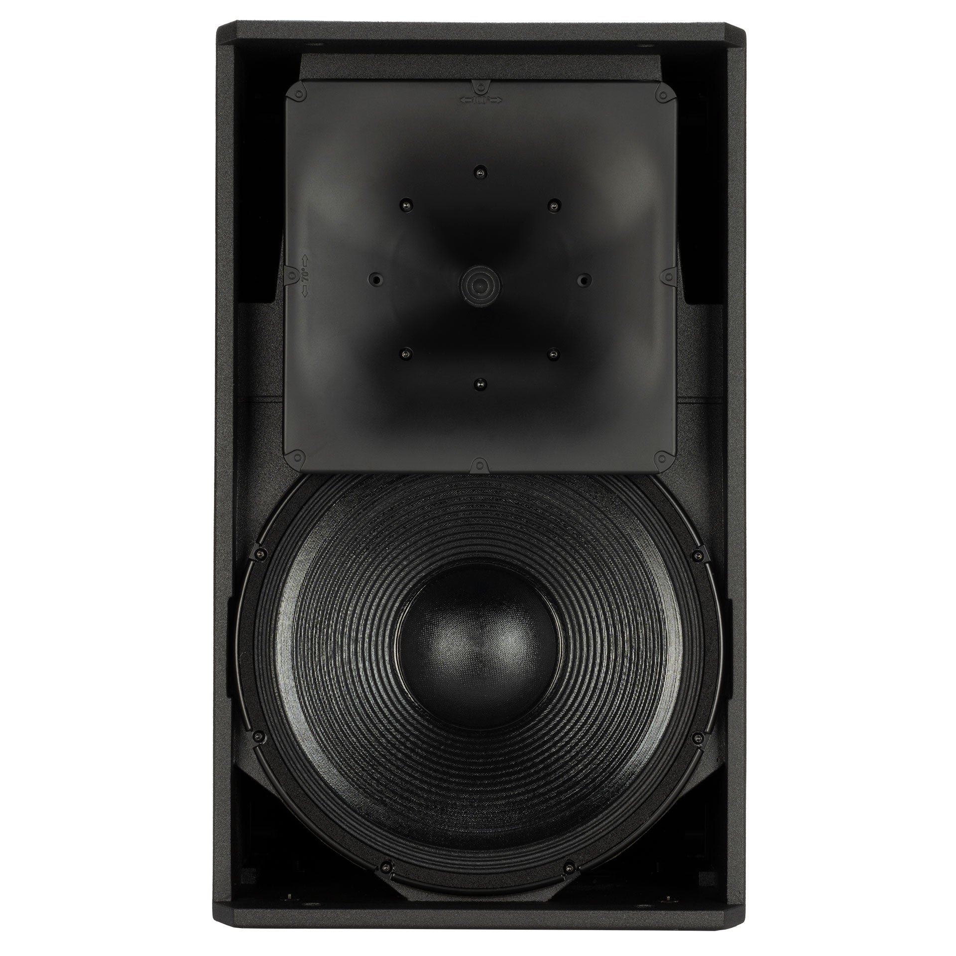 RCF KX 45-A Two-Way Point-Source Active Speaker full front grille and driver detail
