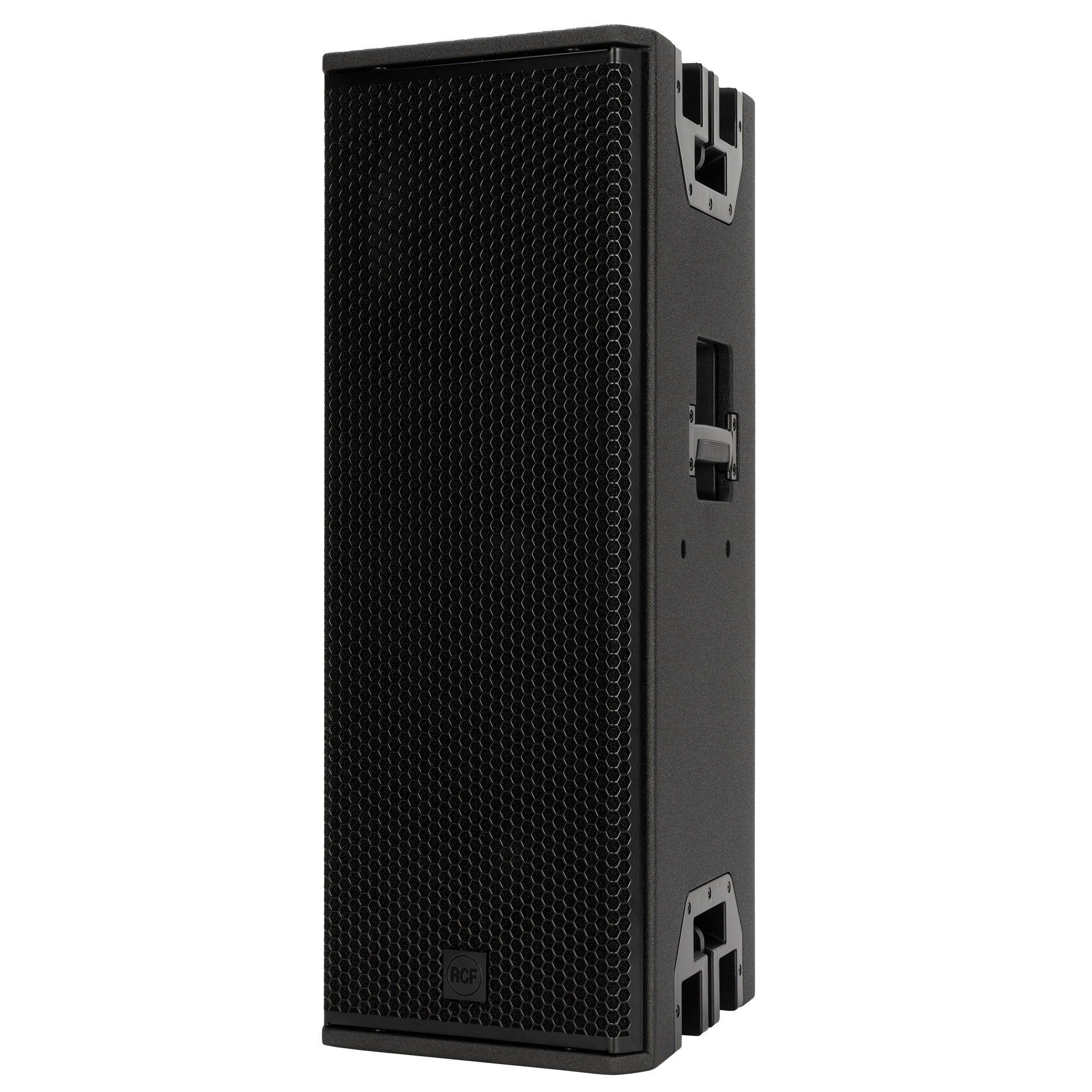 Left-side profile of RCF KXW 4-A Wide Directivity Active Two-Way Speaker showing cabinet depth