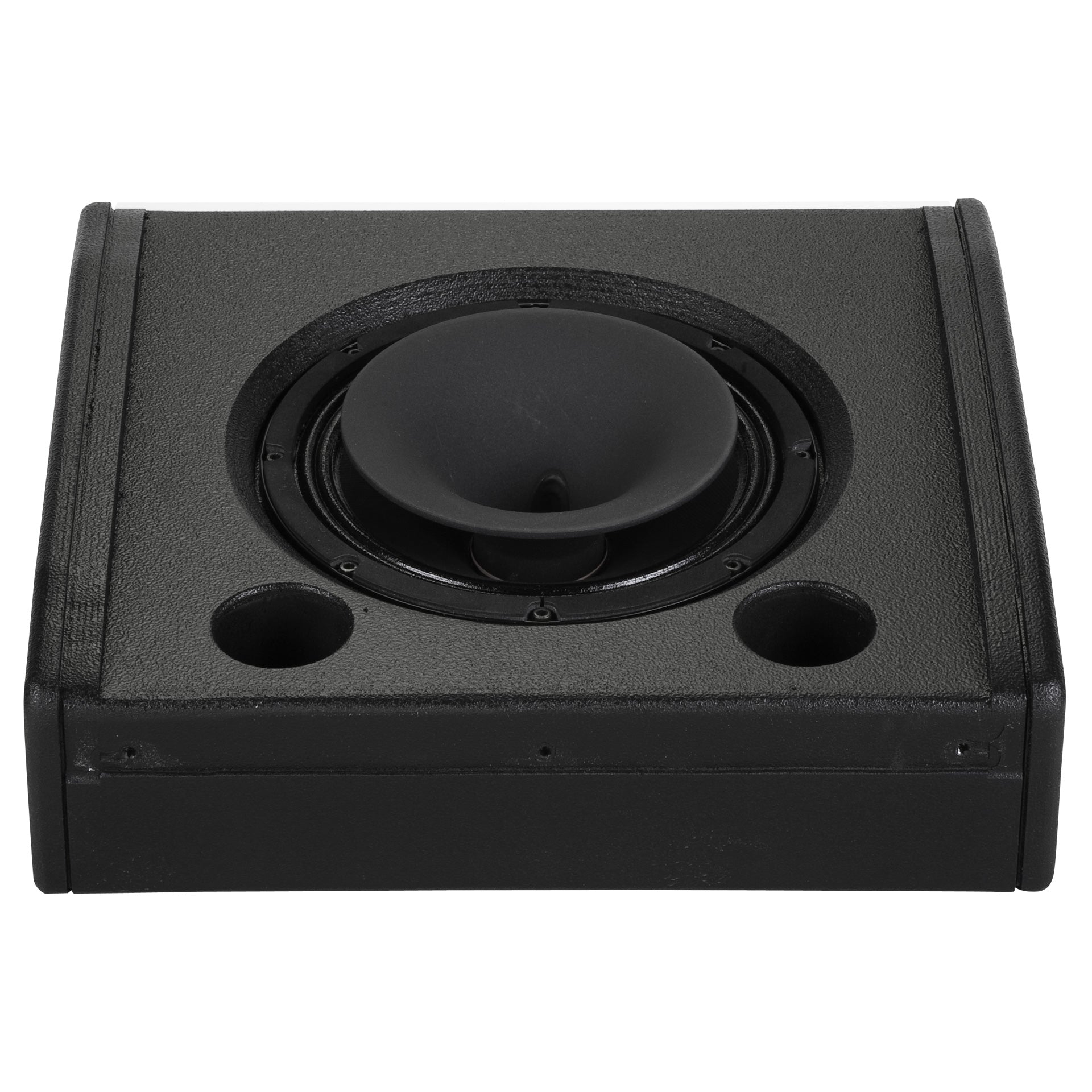 RCF NX 10-SMA floor wedge monitor front panel view showing coaxial transducer