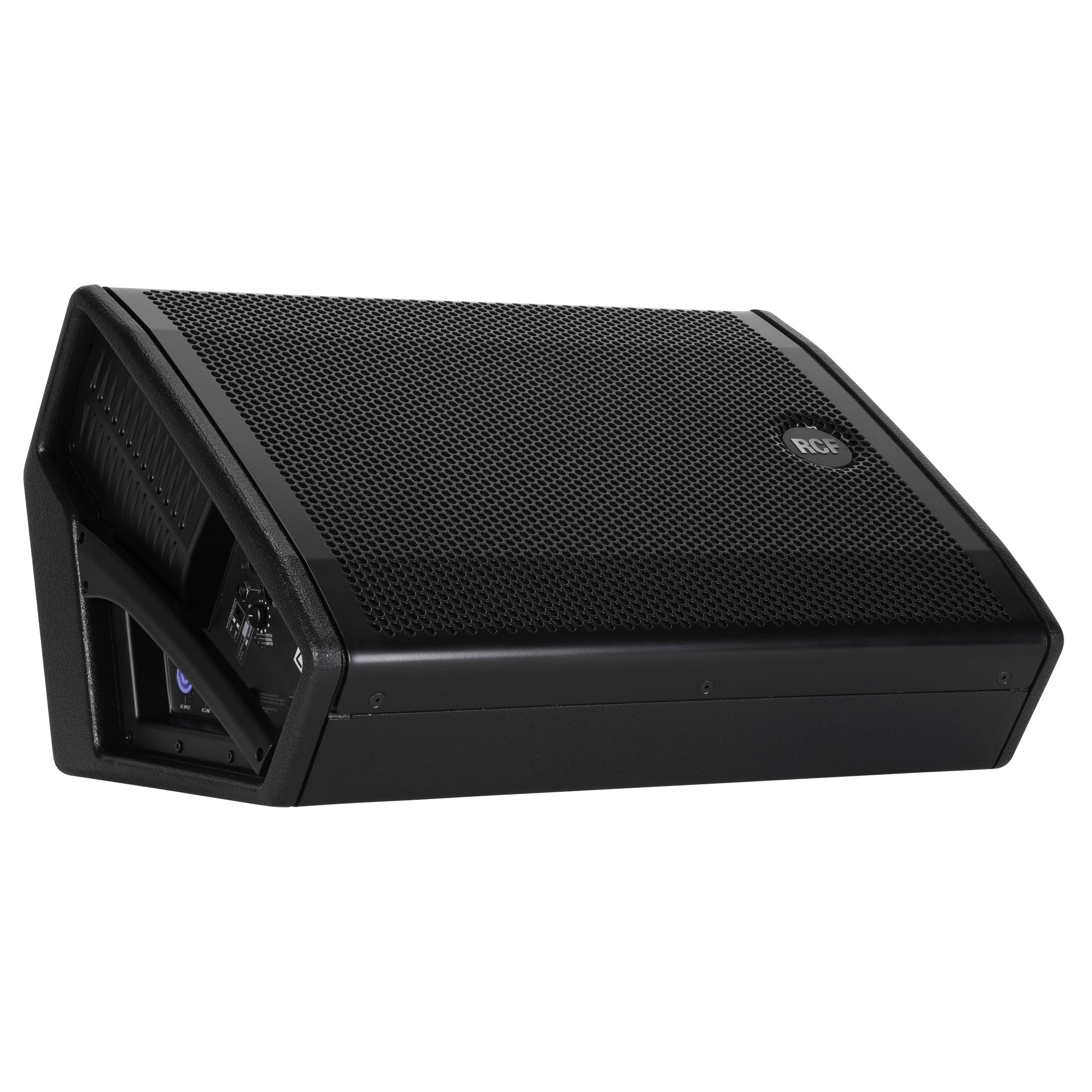 RCF NX 12-SMA Active Coaxial Stage Monitor right side view showing low wedge monitor profile