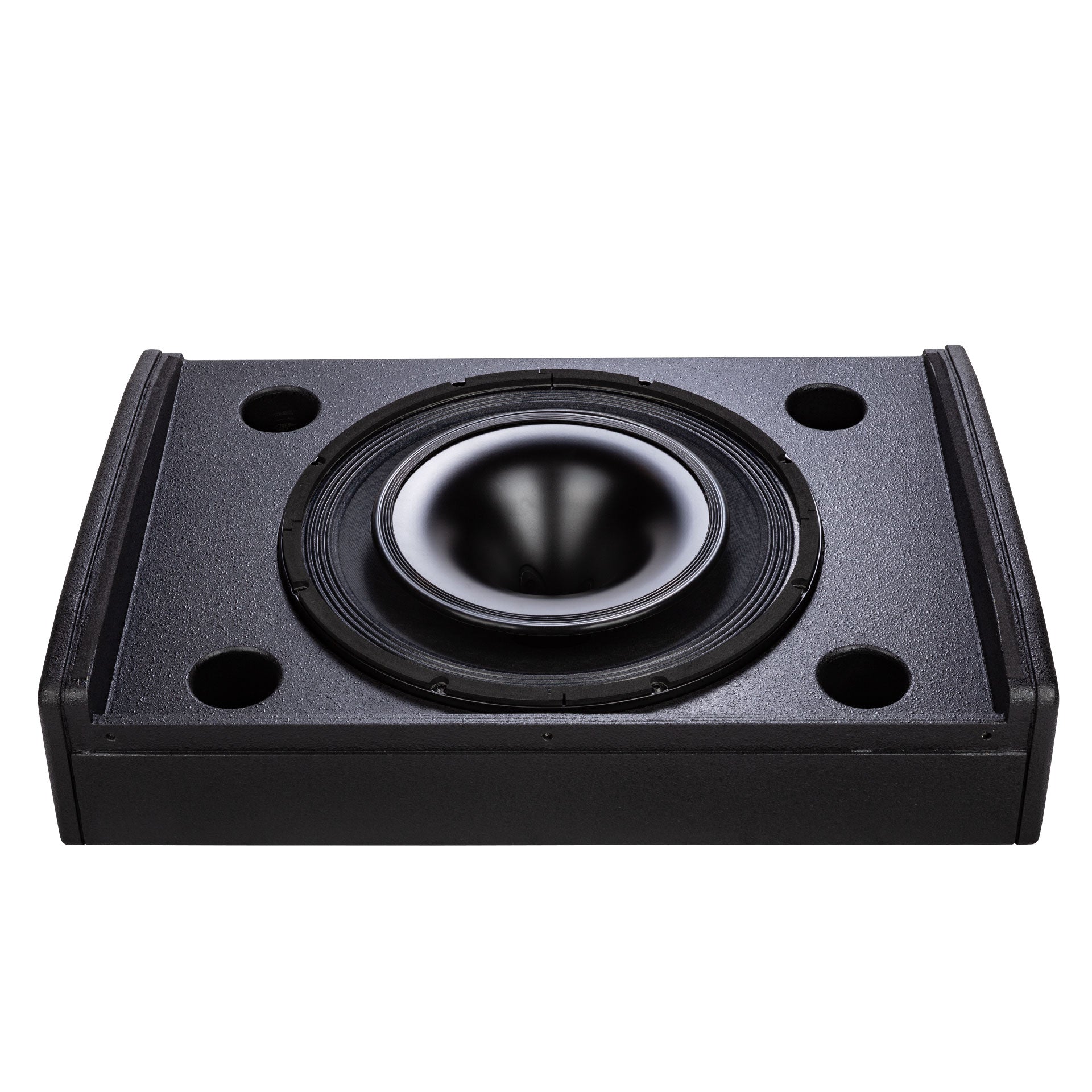 Front-facing RCF NX 15-SMA Active Coaxial Stage Monitor showing low-profile wedge design

