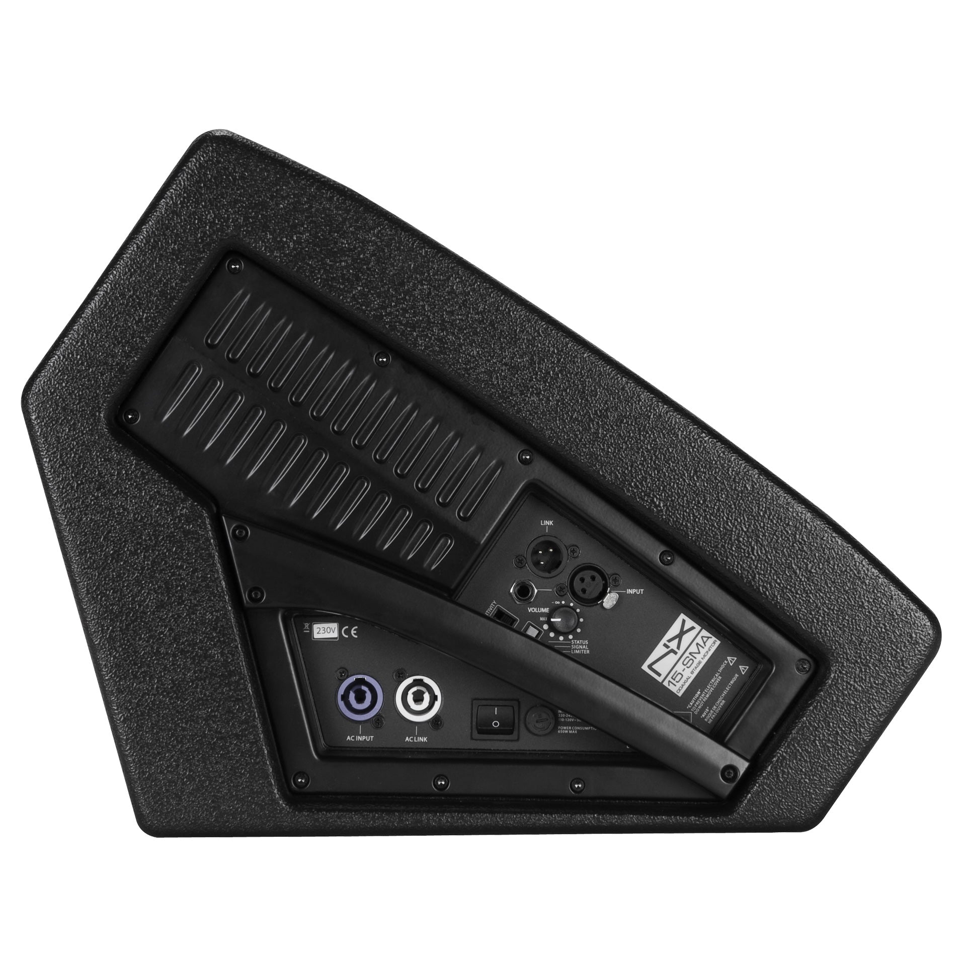 RCF NX 15-SMA Active Coaxial Stage Monitor left side view showing low wedge monitor profile
