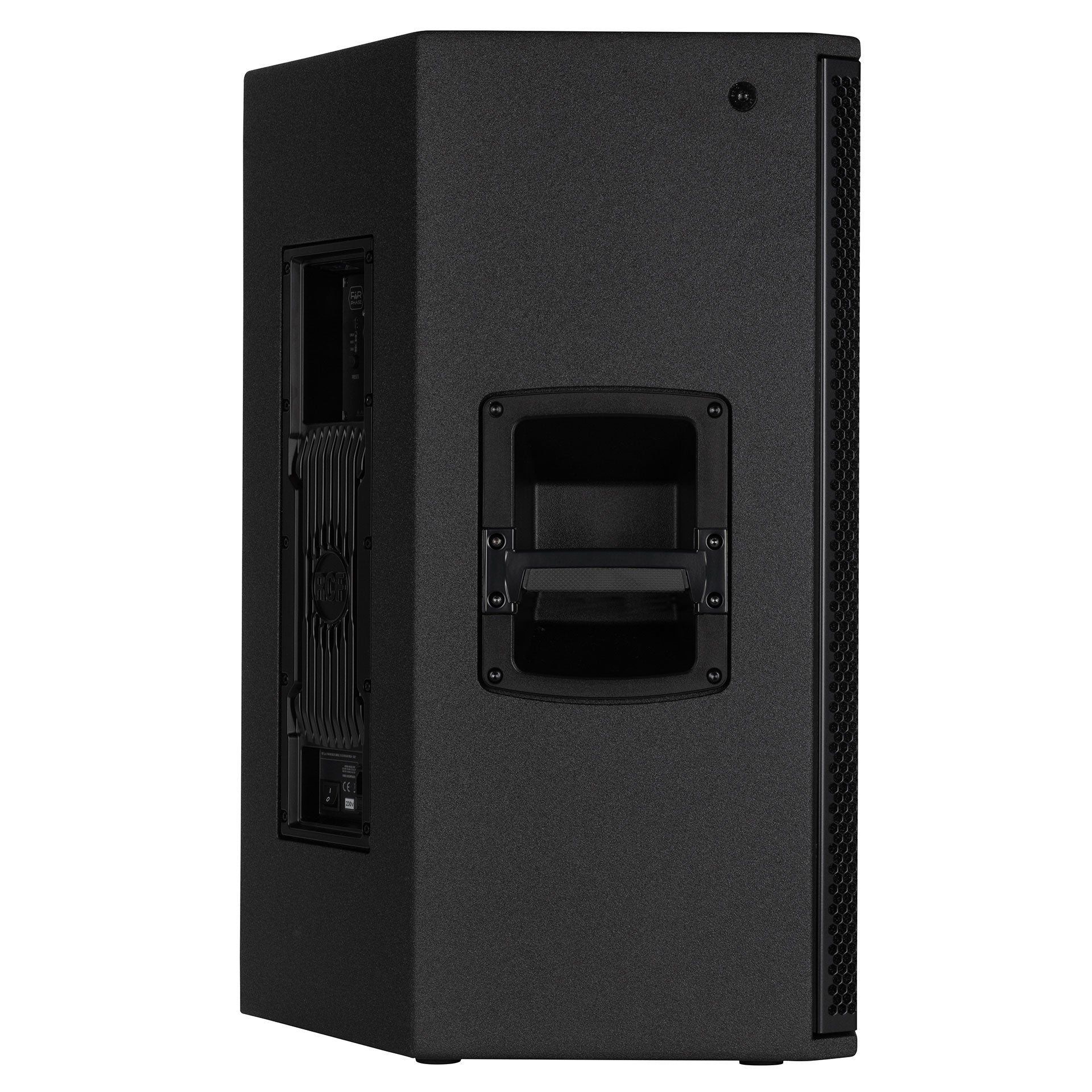RCF NX 915-A cabinet material and handle detail view