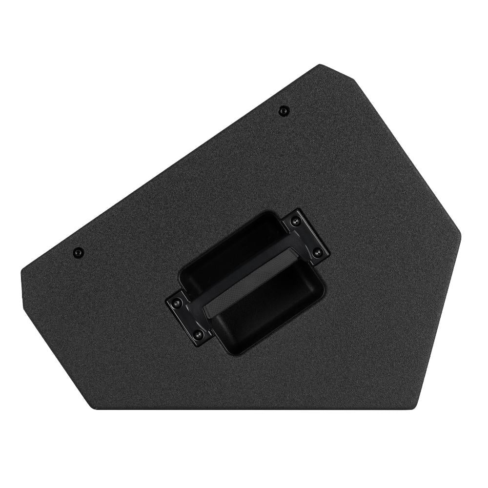 RCF NX 915-SMA top view showing wedge cabinet angle and top handle